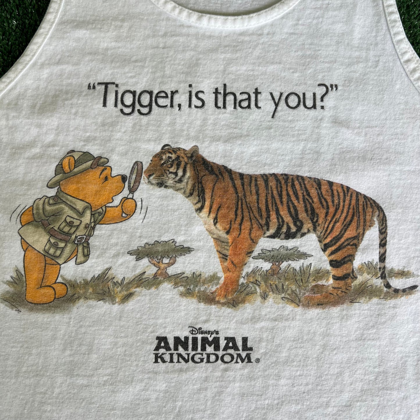 90s Disney Winnie the Pooh "Tigger, Is That You?" White Tank Top Shirt - Medium