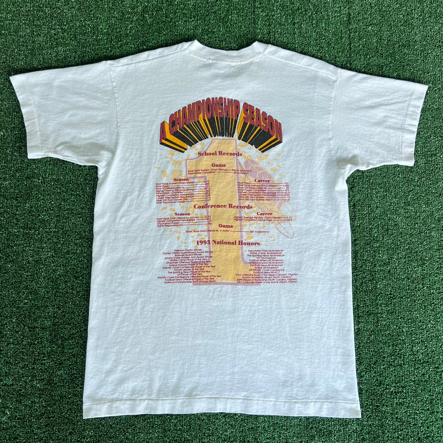 90s Charlie Ward "ReWARD Yourself" Florida State Seminoles FSU White T-Shirt - Medium