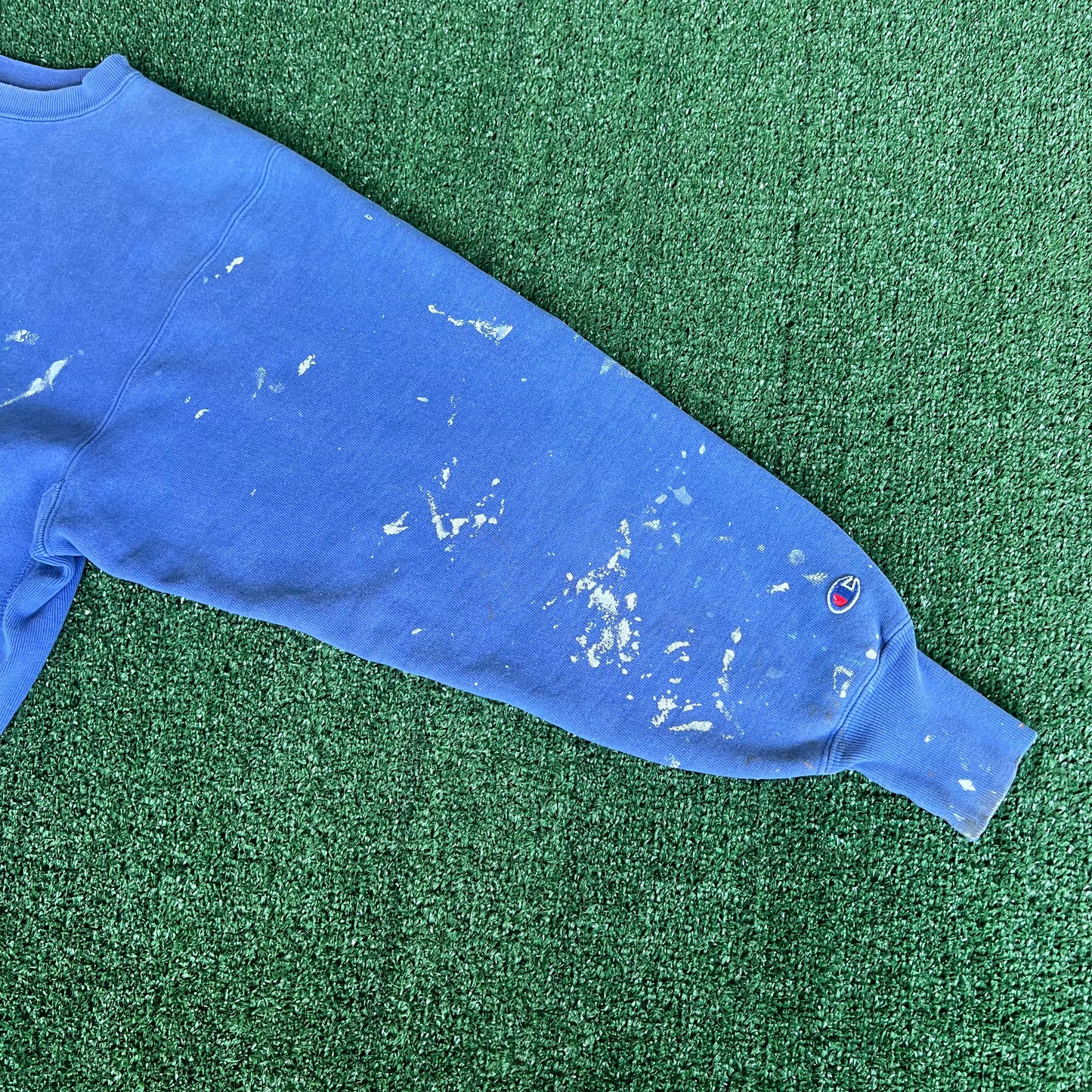90s Champion Reverse Weave Grand Hotel Mackinac Island Blue Paint Splatter Sweatshirt - Large
