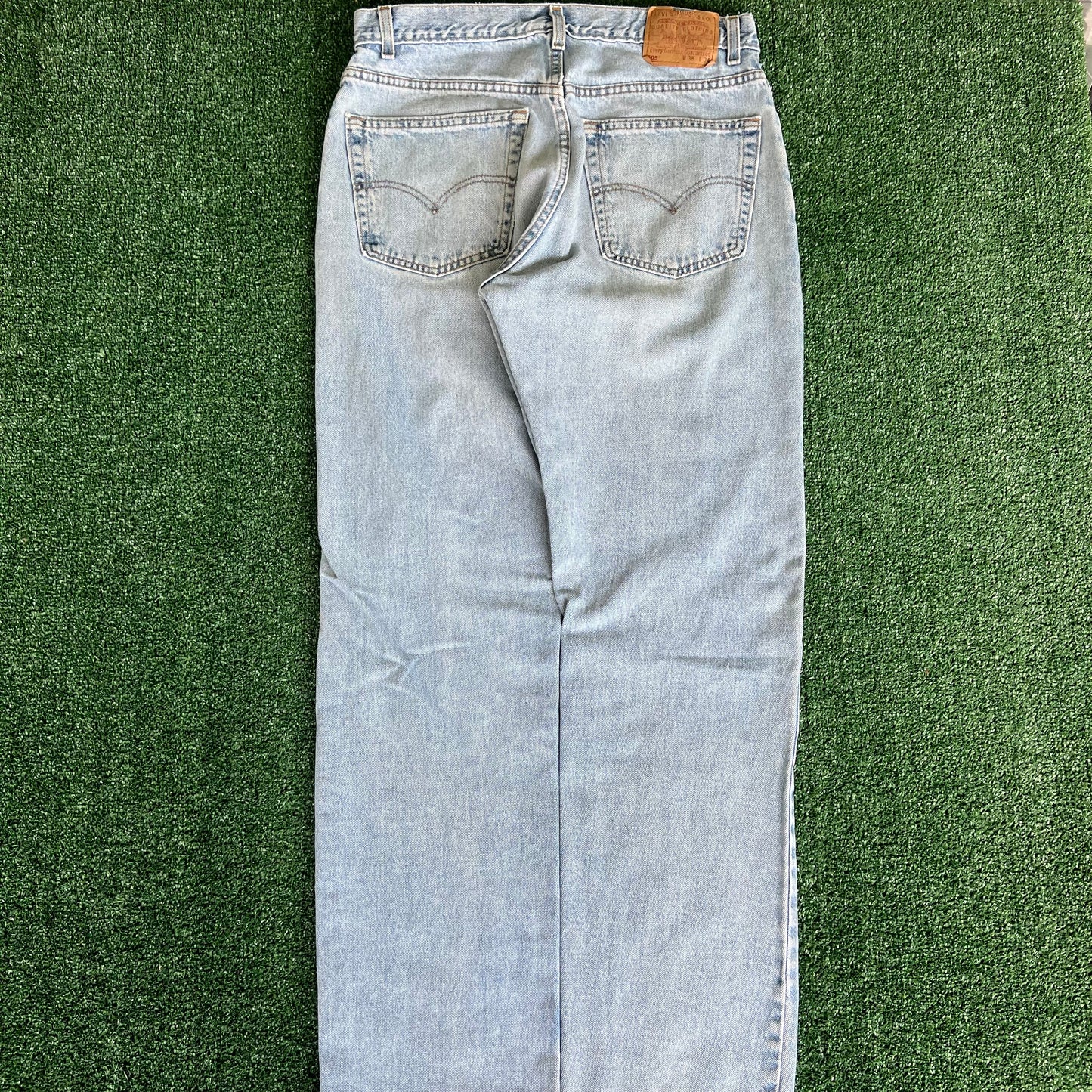 90s Levi's 505 Light Wash Straight Leg Blue Jeans - 35x33.75"