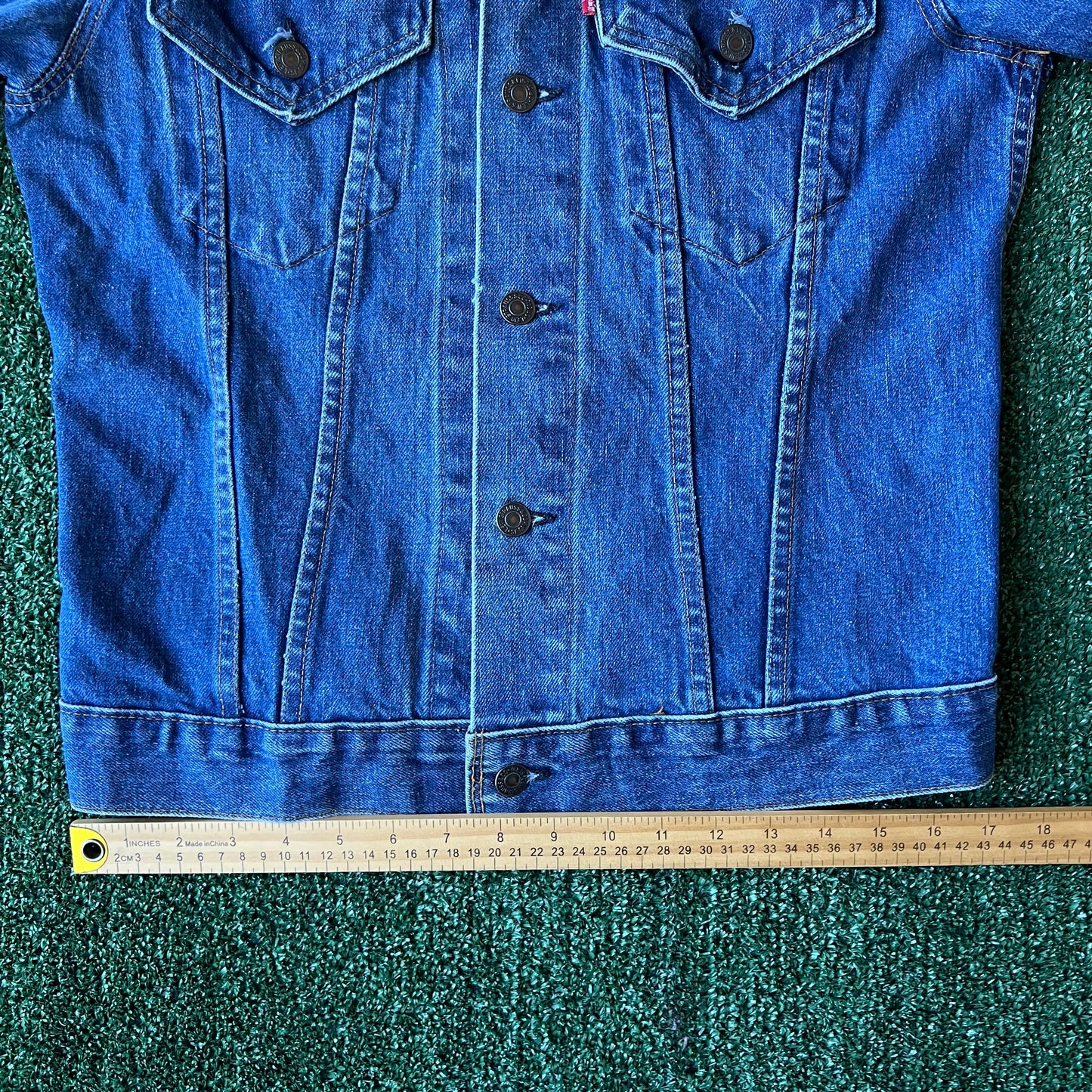 70s Levi’s 70505-0217 Type 3 Indigo Denim Jean Jacket Small E #52 B - Size 36 Small