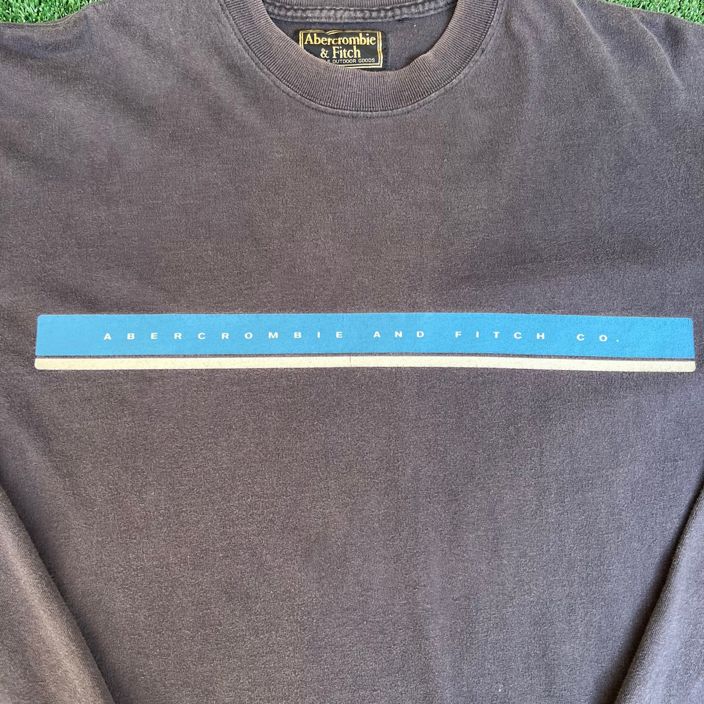 Vintage Y2K Abercrombie & Fitch AF Navy Blue Spellout Long Sleeve T-Shirt - Medium