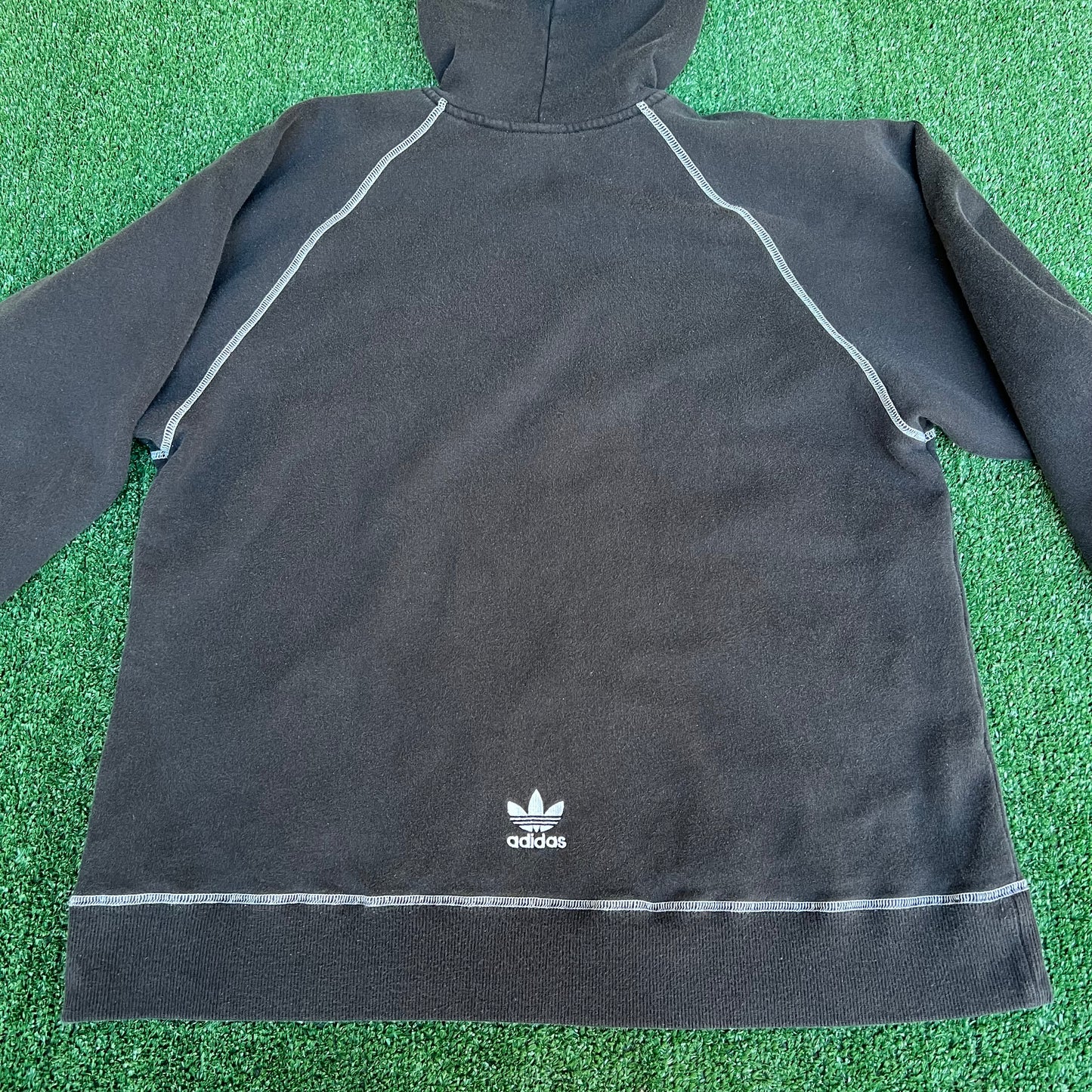 Vintage 90s Y2K Men's Adidas Black Trefoil Logo Boxy Heavyweight Hoodie - Medium