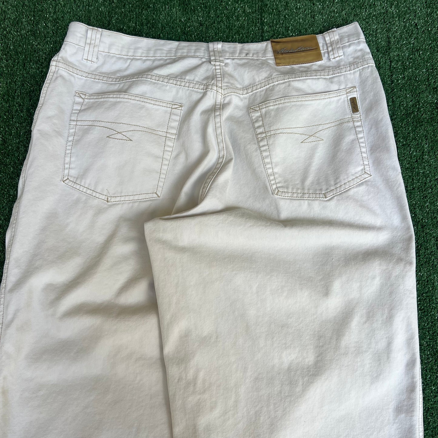 VTG 90s Y2K Men Karl Kani Wide-Leg Baggy White Jeans - 38x27" 20" Opens JNCO Style