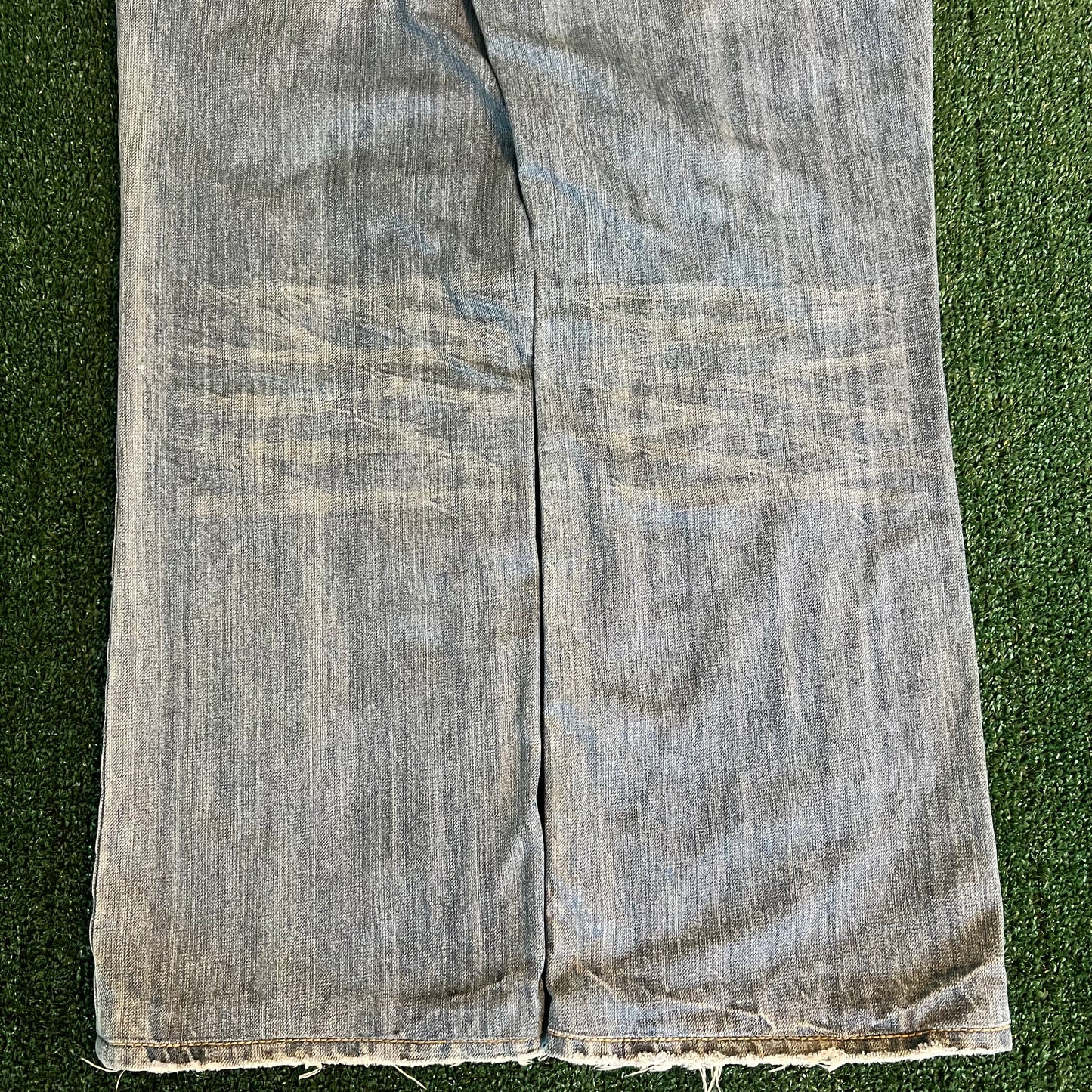 Y2K MEK Baggy Wide-Leg Bootcut Flared Light Wash Blue Jeans - 36x30" 20.5" Openings