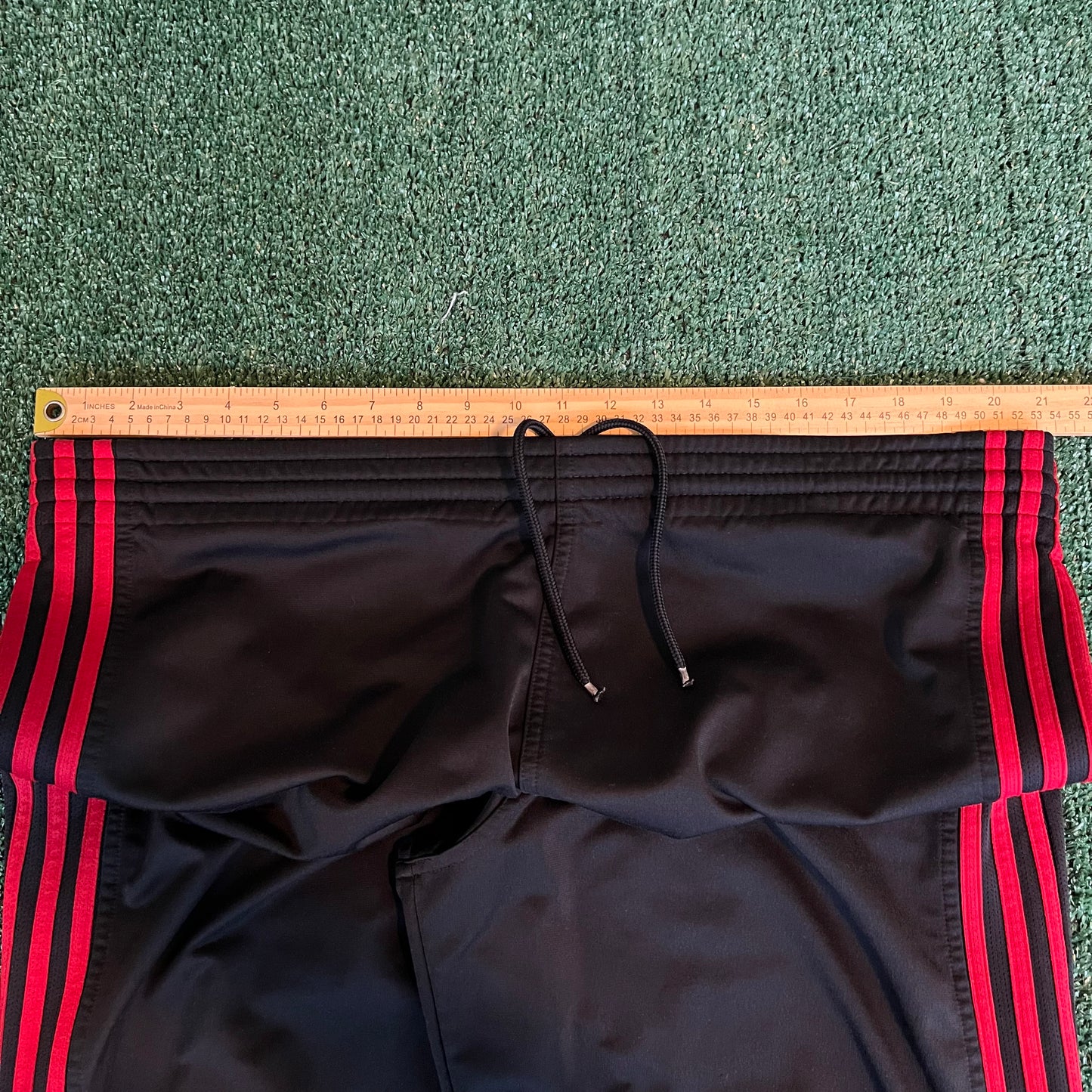 Adidas Baggy Wide-Leg Track Pants Black Red Stripe - 2XL 42x31" 21" Openings