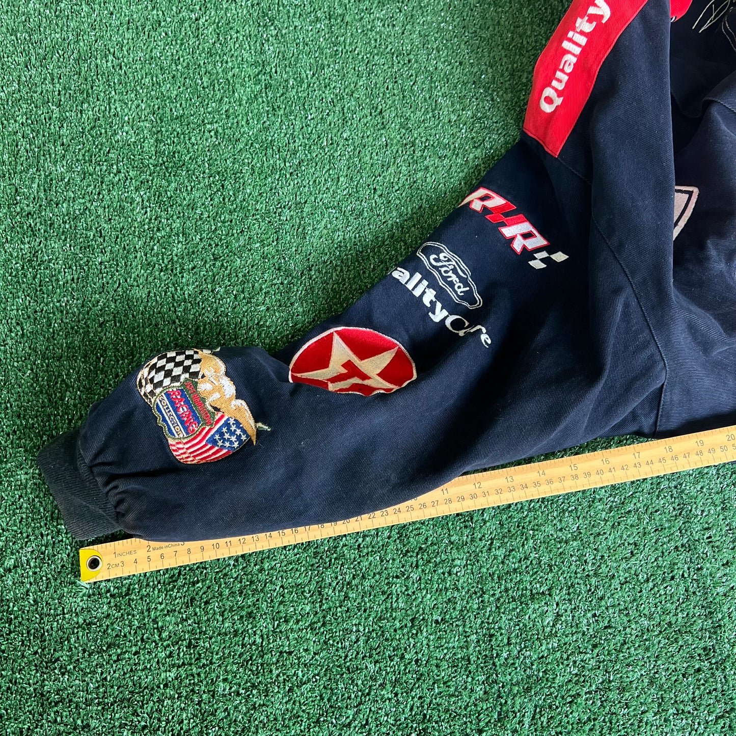 90s Jeff Hamilton Nascar Dale Jarrett Faded Stained Quality Care Jacket - XL