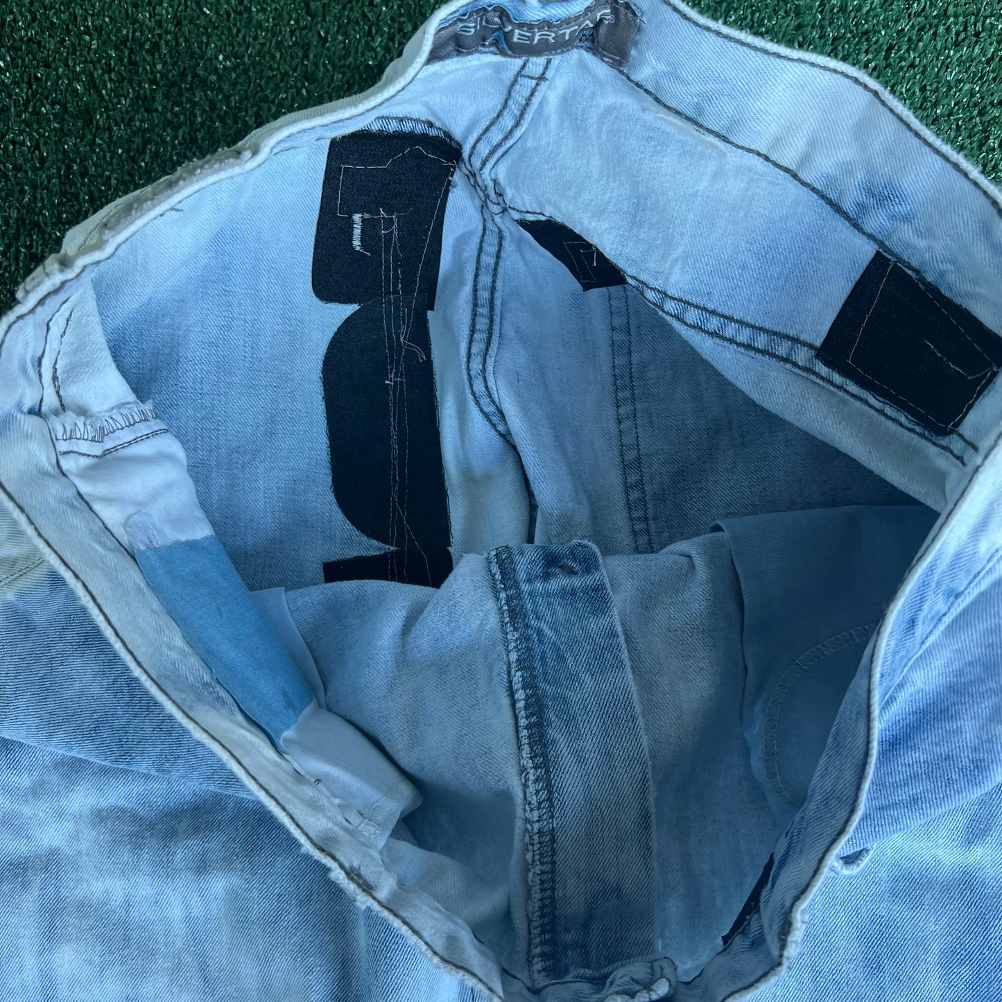 Y2K Levi's SilverTab Acid Wash Repaired Baggy Dragon Jeans - 34x30.5" 18" Opens