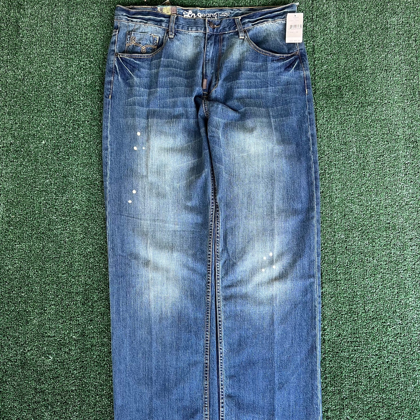 NWT Y2K LRG Baggy Flap Pocket Blue Jeans - 39x33.25" 19" Openings