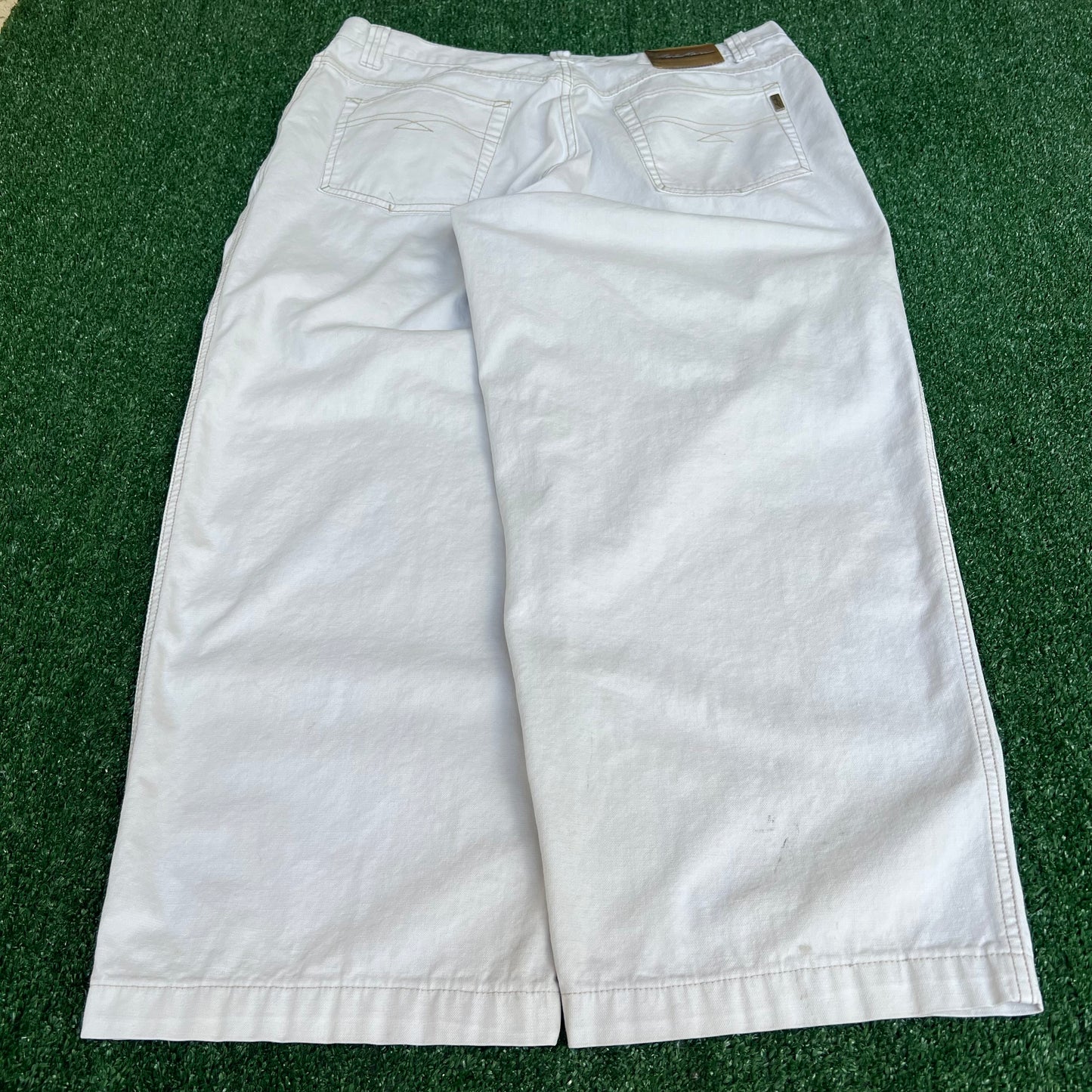 VTG 90s Y2K Men Karl Kani Wide-Leg Baggy White Jeans - 38x27" 20" Opens JNCO Style