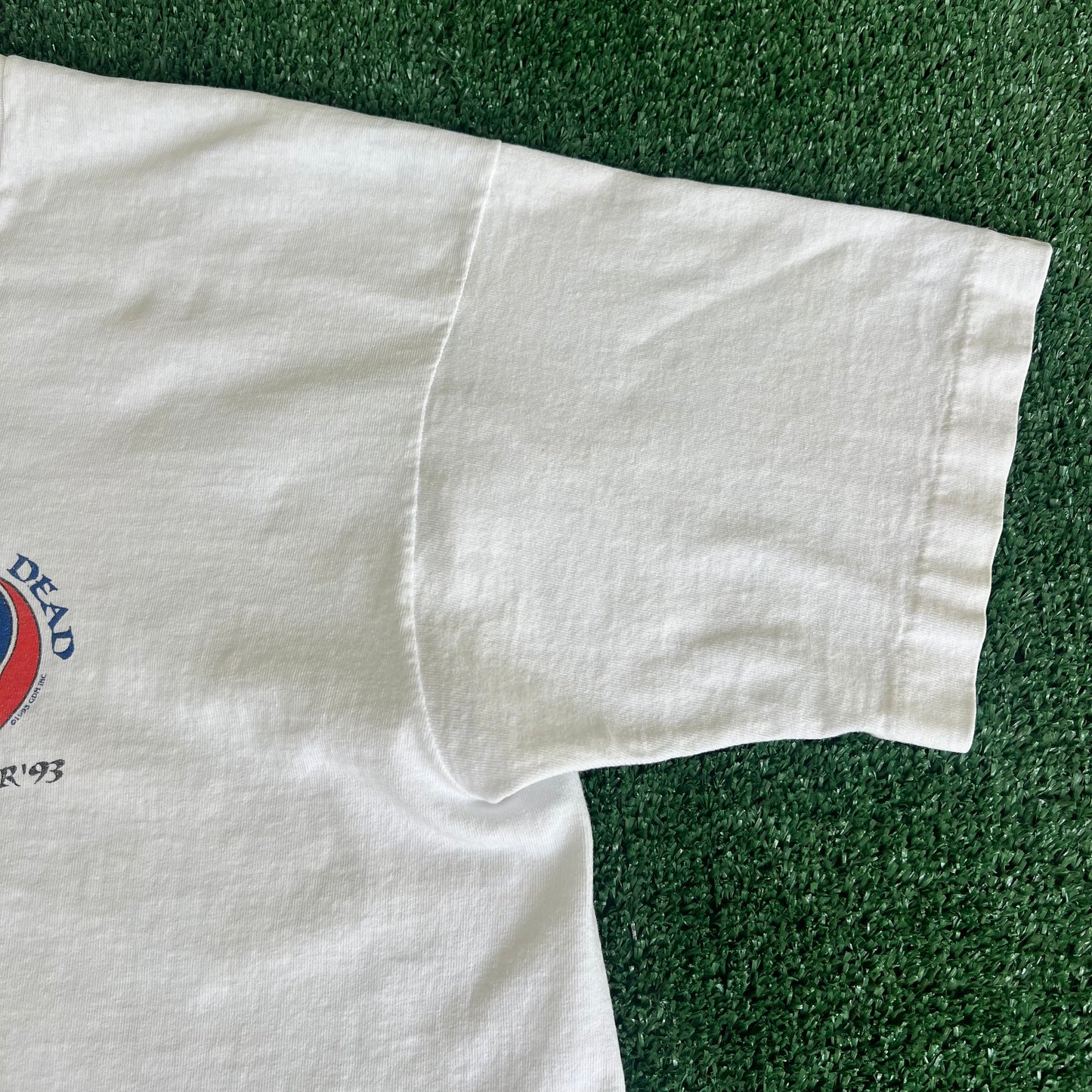 1993 Liquid Blue White Distressed Grateful Dead Summer Tour Band T-Shirt - XL