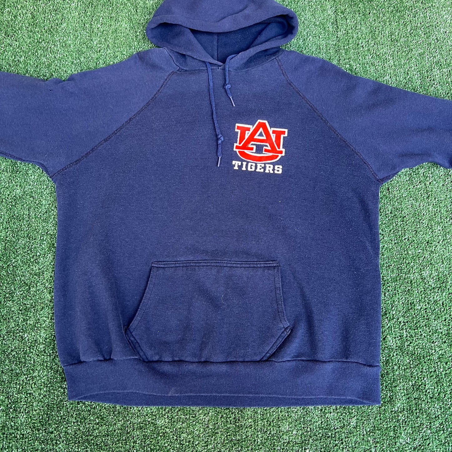 Vintage 70s 80s Auburn Tigers Navy Blue Boxy Raglan Cut Hoodie Medium 23x25"