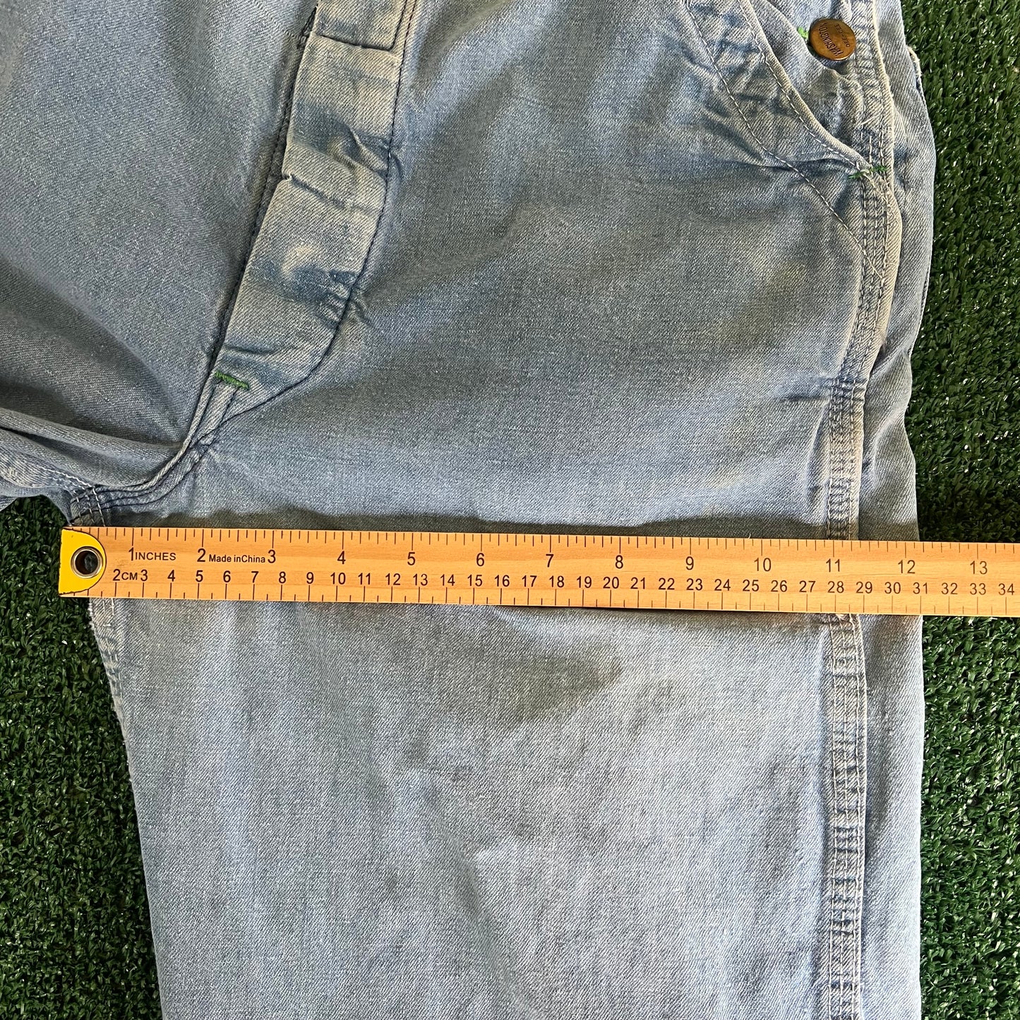 60s Washington Dee Cee Sanforized Light Blue Denim Jean Overalls - 29x27.5