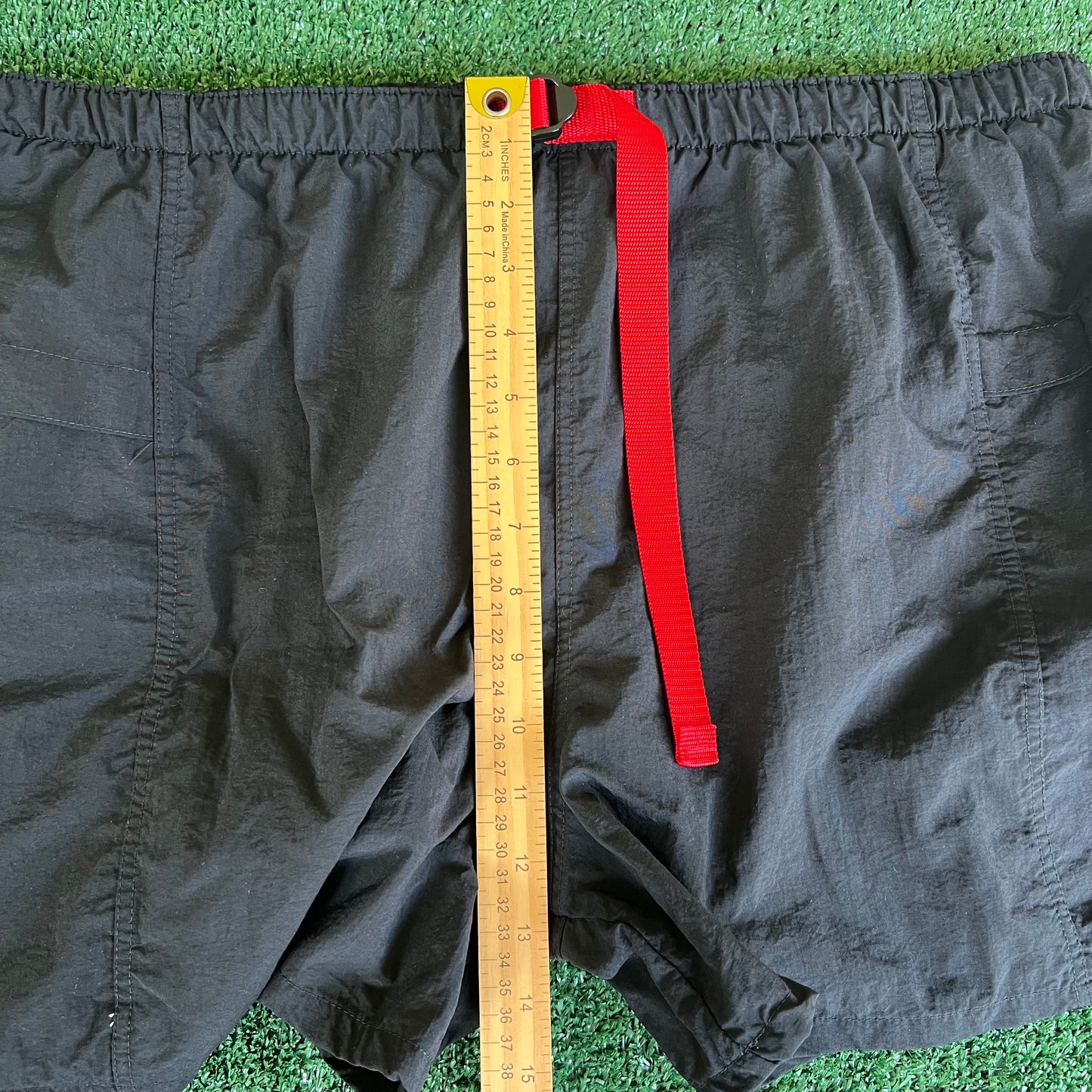 90s Marlboro Adventure Team Board Shorts Black Lined Swim Trunks - Large