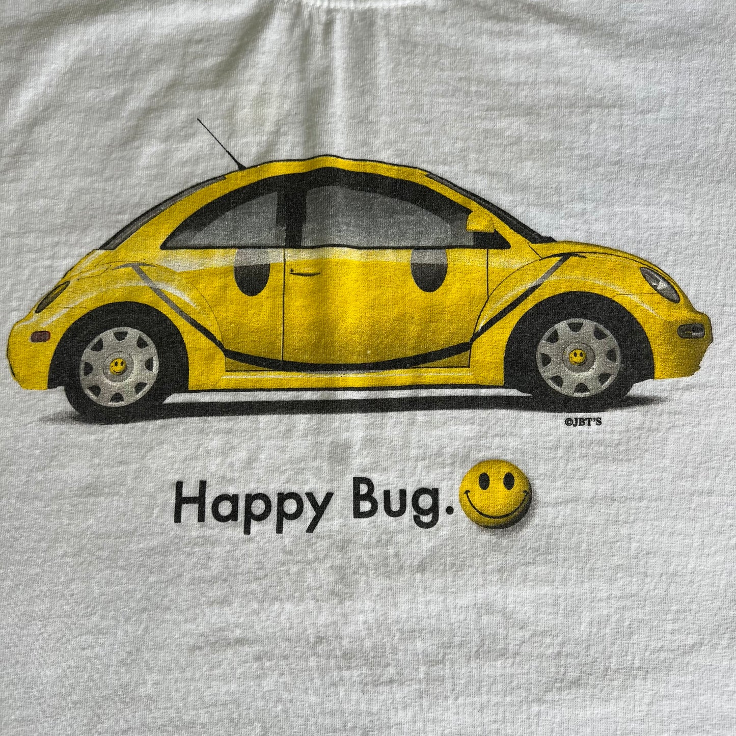 90s Volkswagen Beetle Happy Bug White T-Shirt - Medium