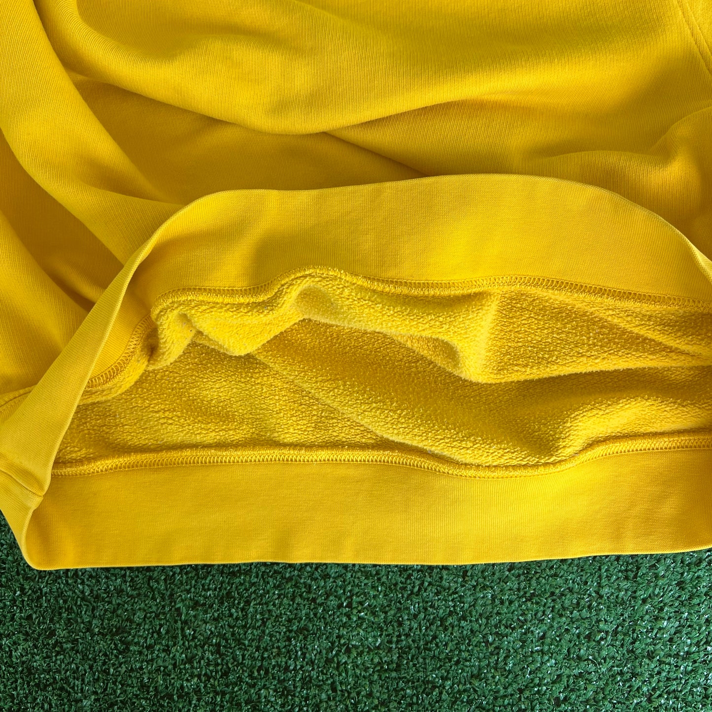 Y2K Nike Yellow Mini Swoosh Distressed Sweatshirt - XL