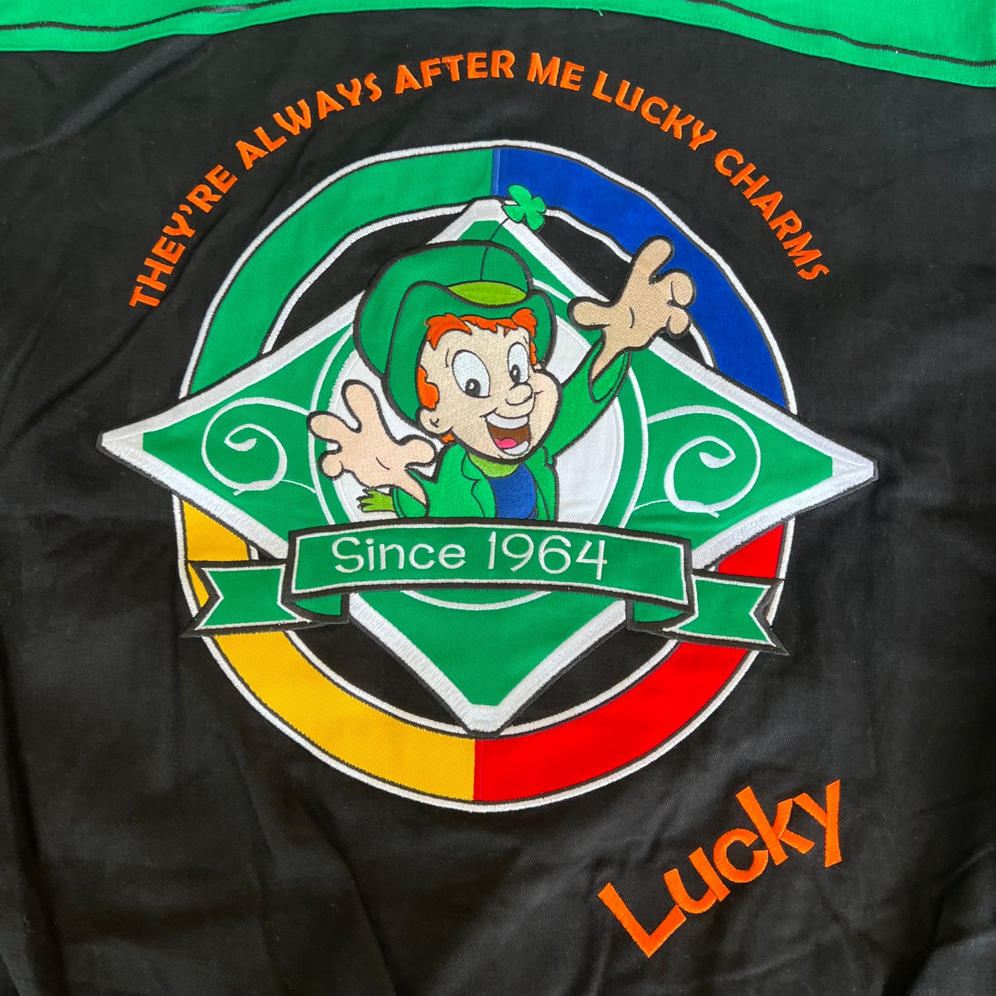 Y2K NOS Nascar Lucky Charms Black Racing Jacket - 2XL