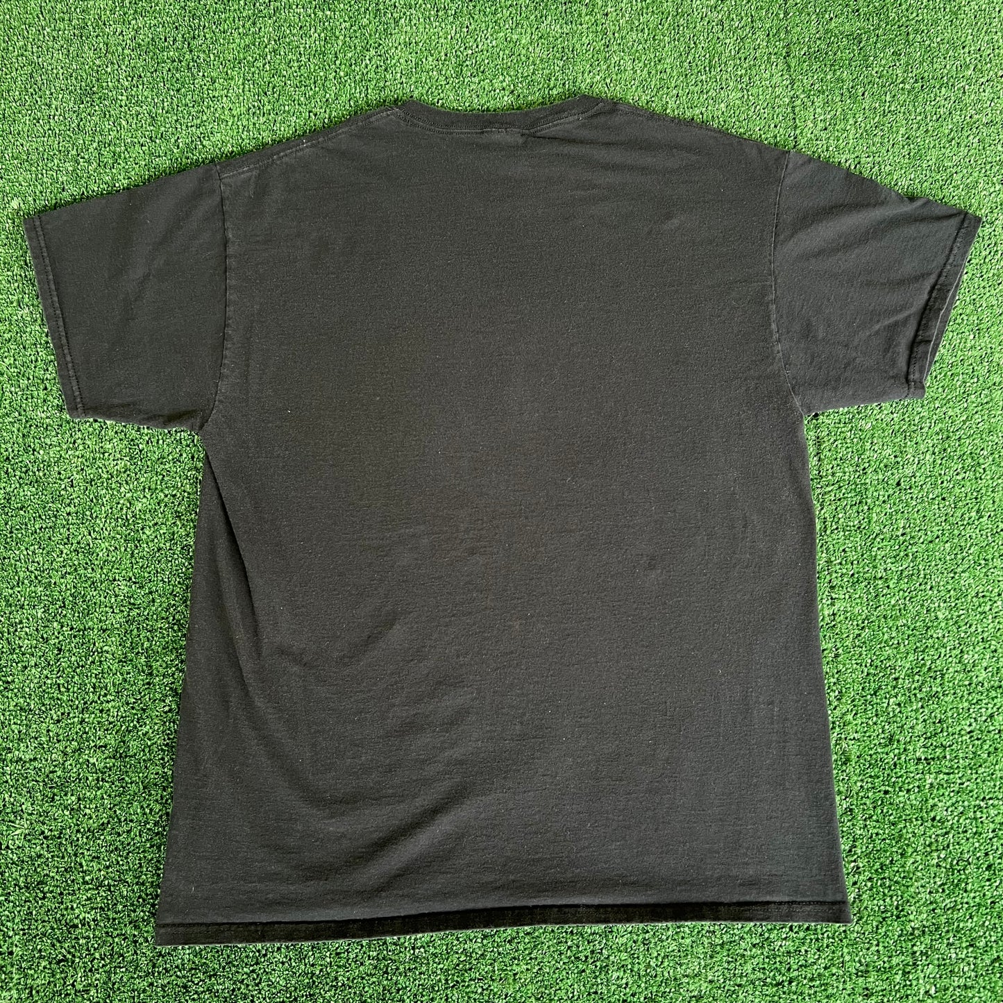 Y2K Skull Pile Tribal Flame Glow in The Dark Black T-Shirt - Large