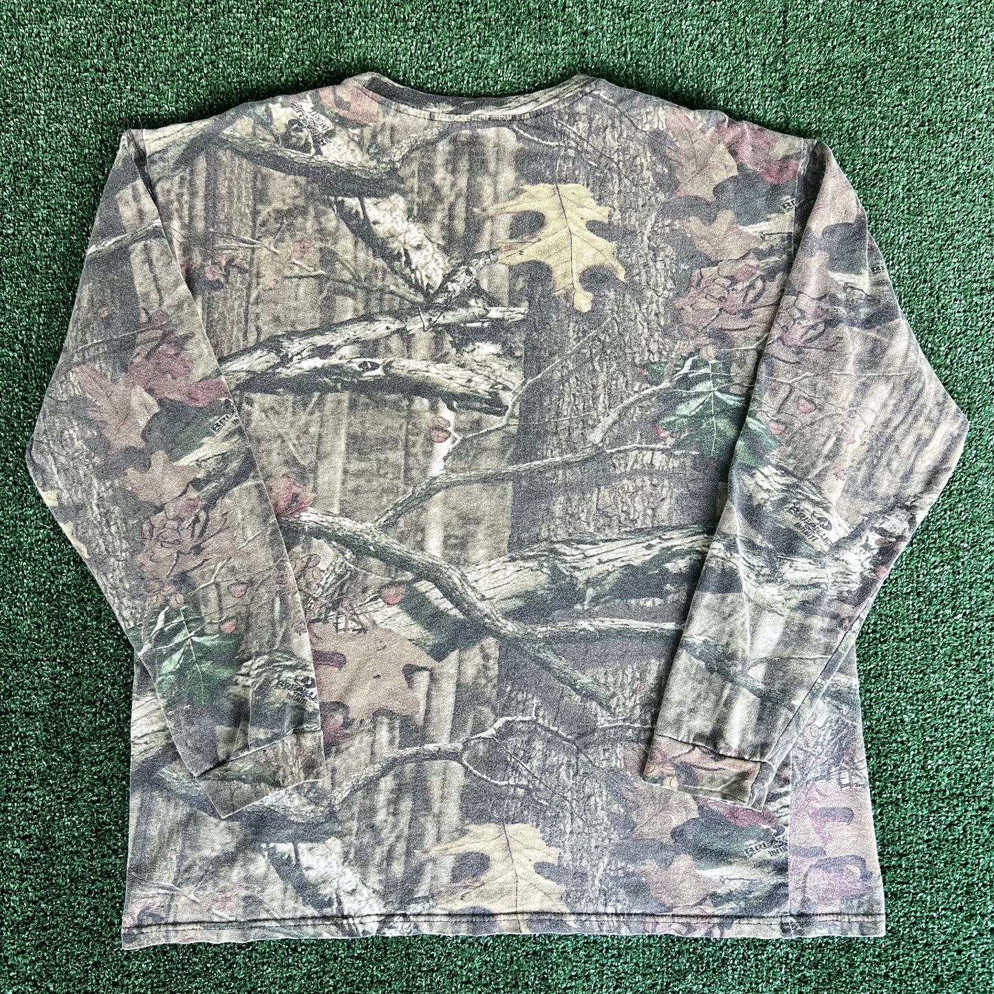 Y2K Redhead Mossy Oak Camouflage Boxy Pocket Long Sleeve T-Shirt - XL