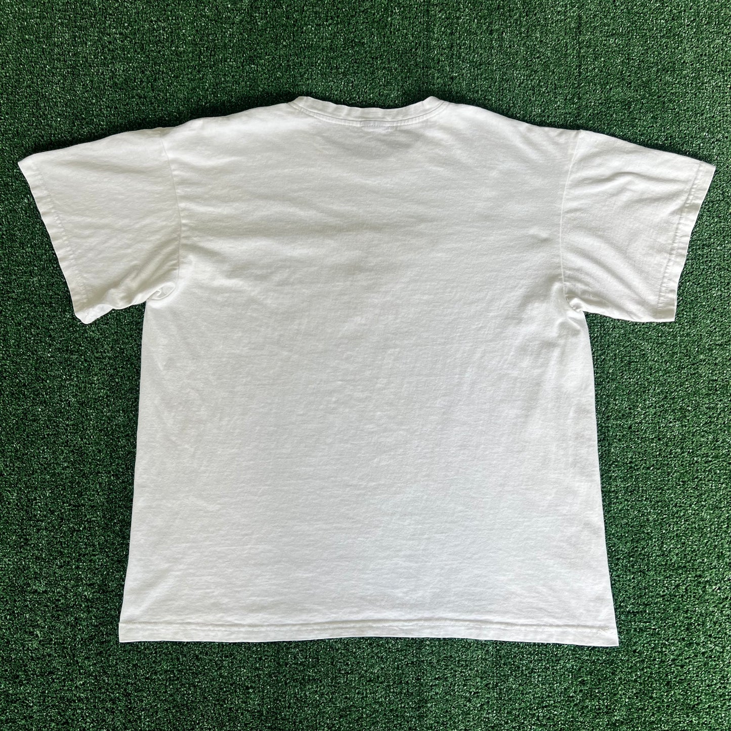 90s Chanel Paris Bootleg Gold Embroidered White T-Shirt - Large