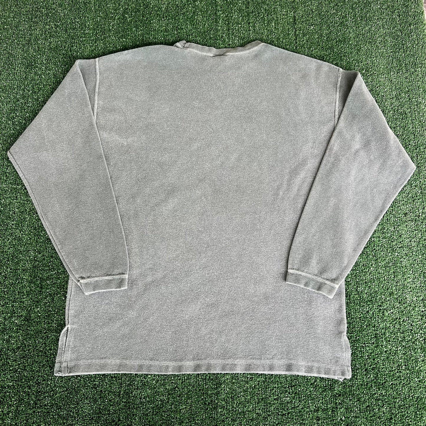 Y2K Old Navy Oval Logo Sage Green Thermal Long Sleeve Shirt - XL