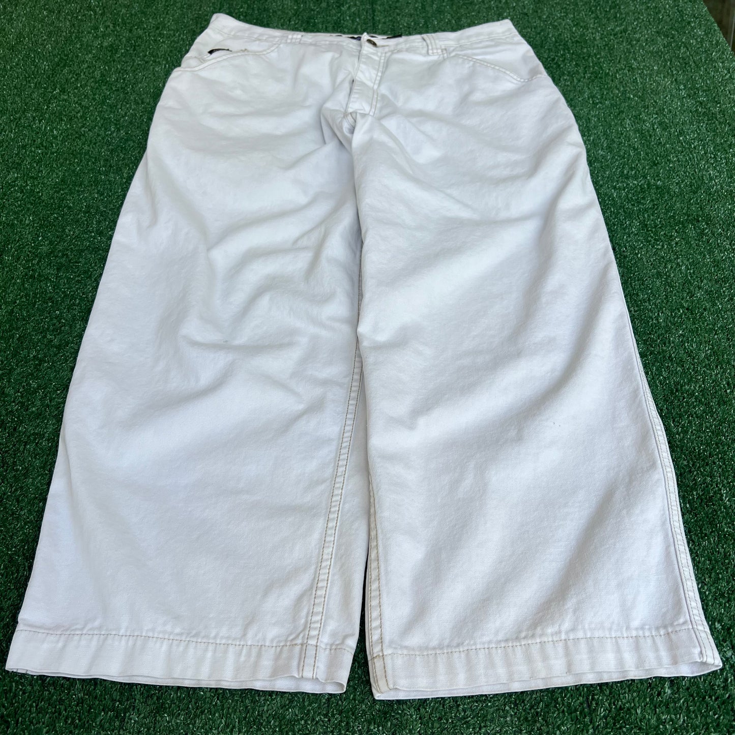 VTG 90s Y2K Men Karl Kani Wide-Leg Baggy White Jeans - 38x27" 20" Opens JNCO Style