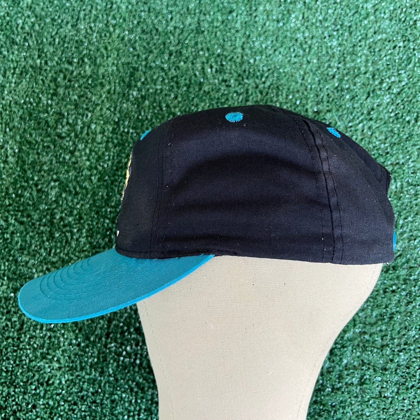 90s Logo 7 NFL Jacksonville Jaguars Black Snapback Hat