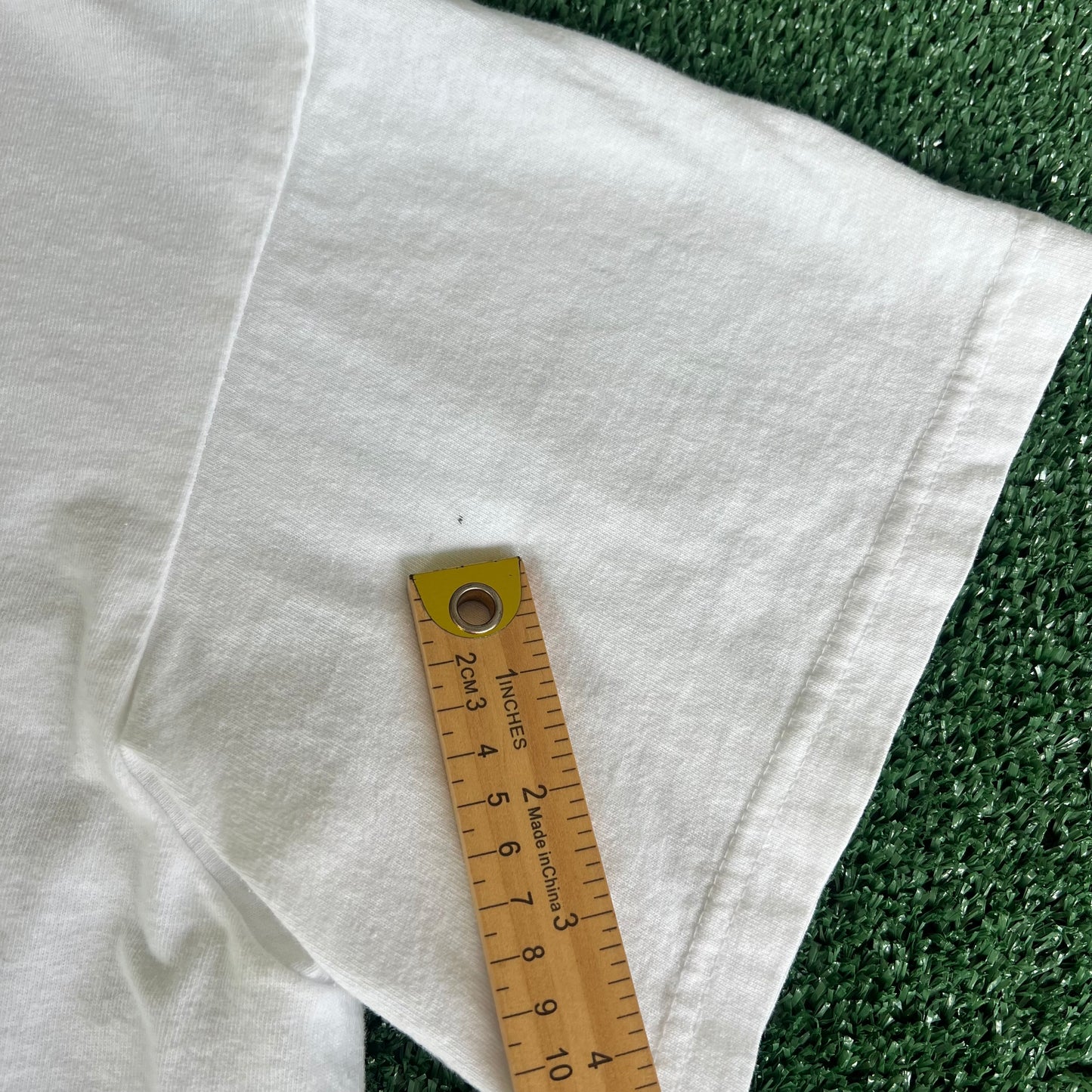 90s Chanel Paris Bootleg Gold Embroidered White T-Shirt - Large