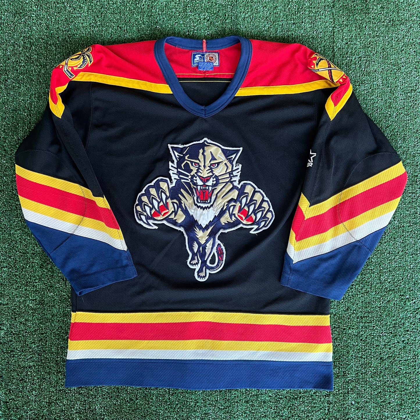 90s Starter NHL Florida Panthers Black Hockey Jersey - Medium