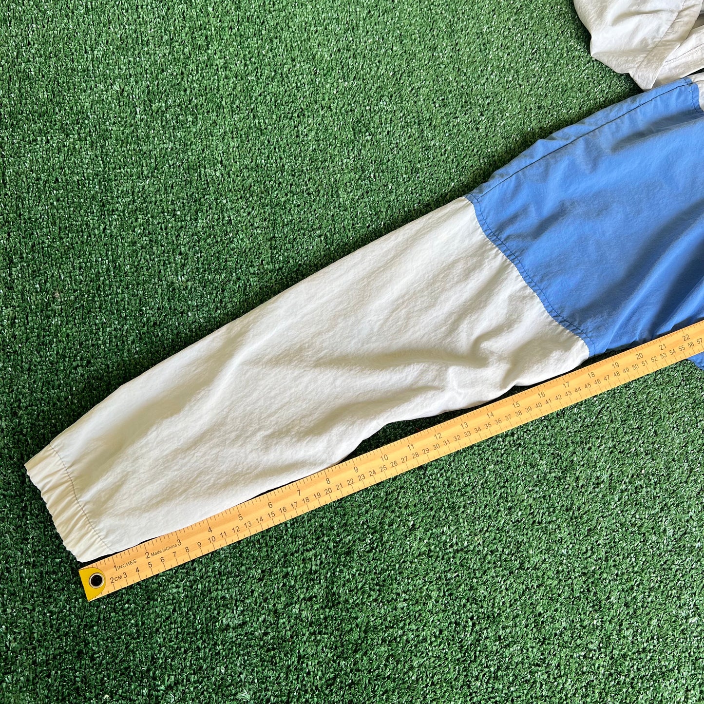 80s Nike Gray Blue Boxy Hooded Windbreaker Jacket - Large