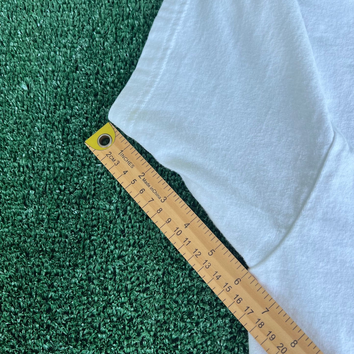 90s Chanel Paris Bootleg Gold Embroidered White T-Shirt - Large