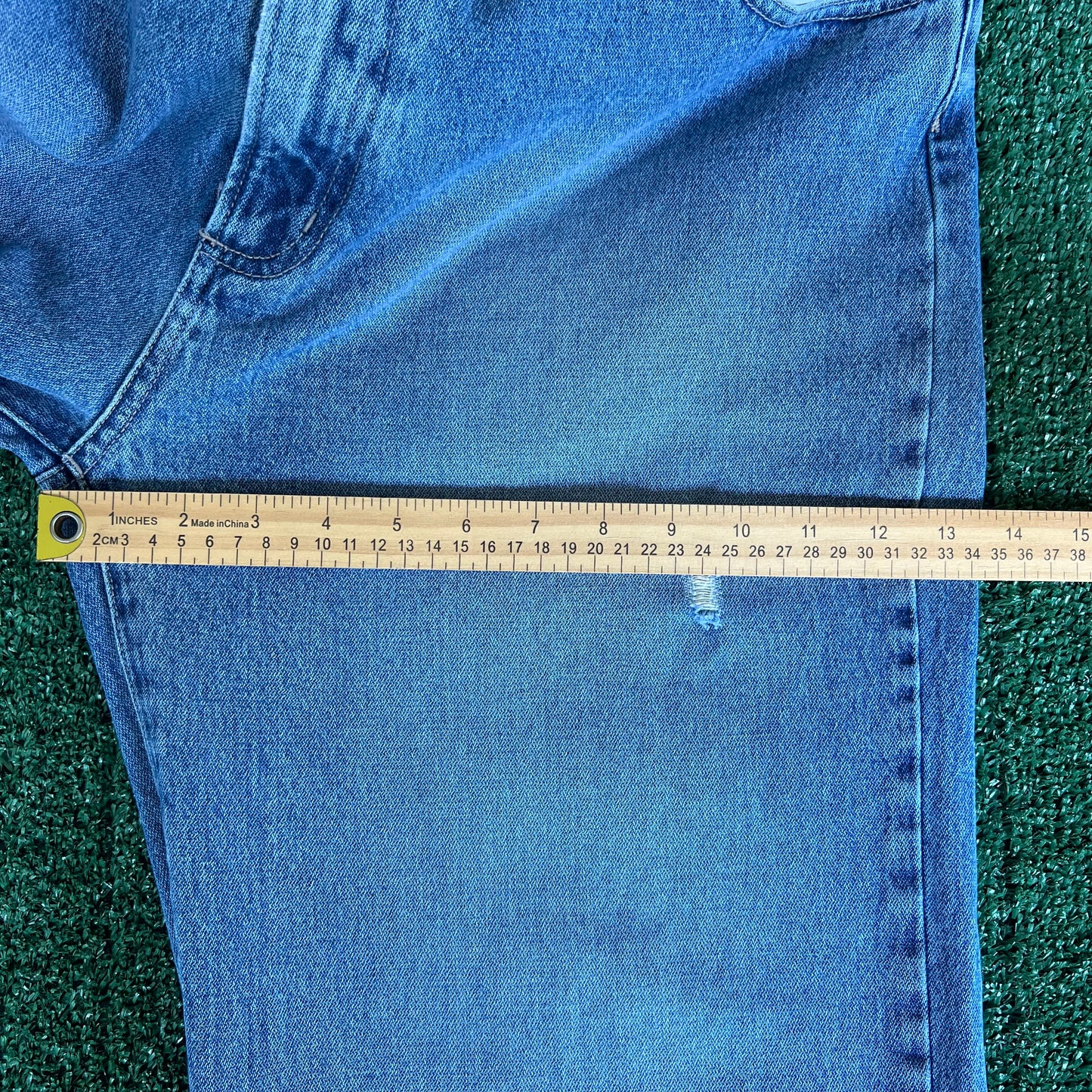 90s Cavaricci Baggy Wide-Leg Distressed Blue Jeans - 35x31" 21.5" Openings