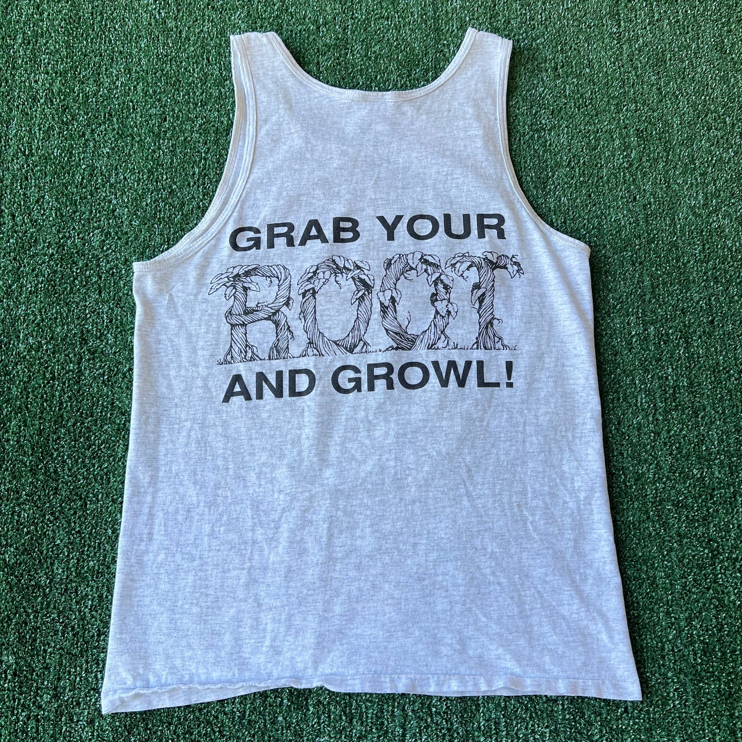 90s Men's Bear Whiz Root Bear Funny Gray Sleeveless Tank Top Shirt - Medium
