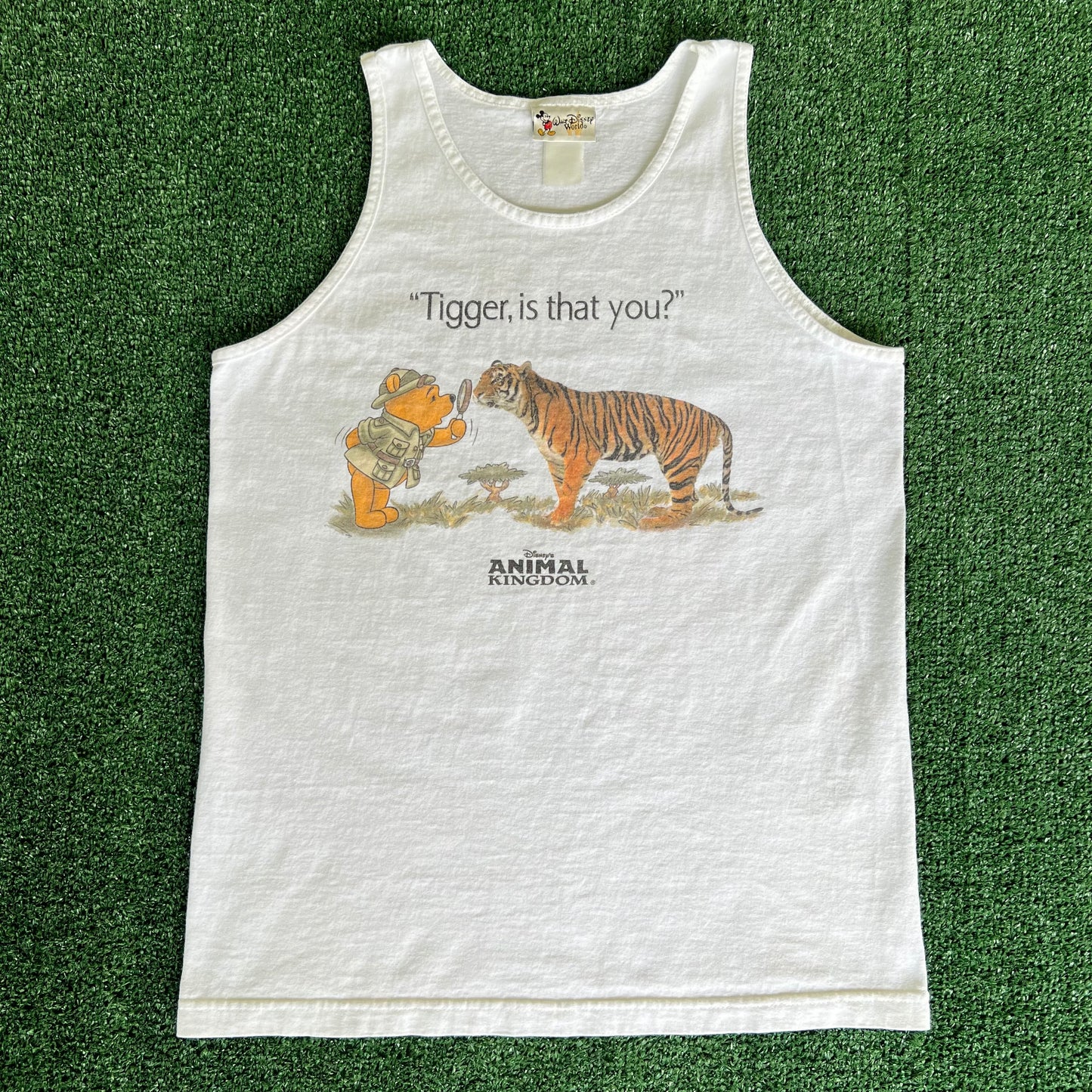 90s Disney Winnie the Pooh "Tigger, Is That You?" White Tank Top Shirt - Medium