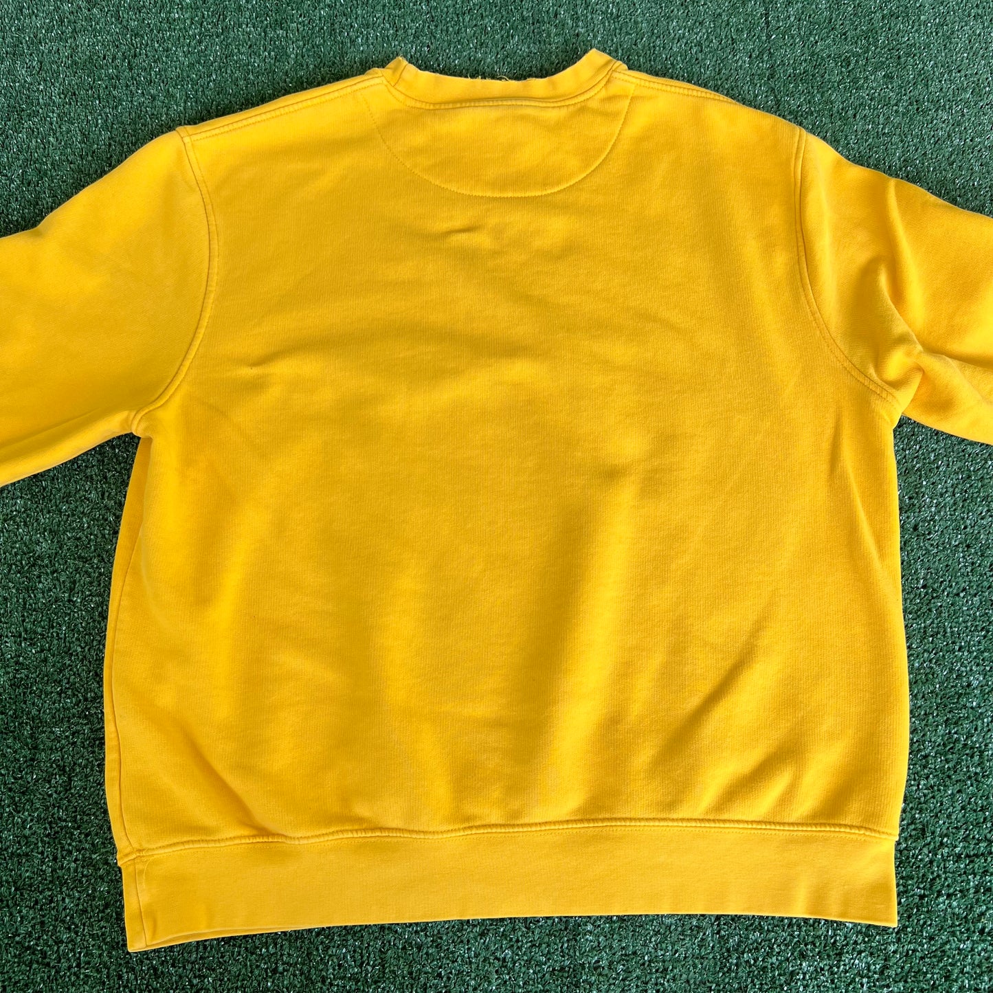 Y2K Nike Yellow Mini Swoosh Distressed Sweatshirt - XL