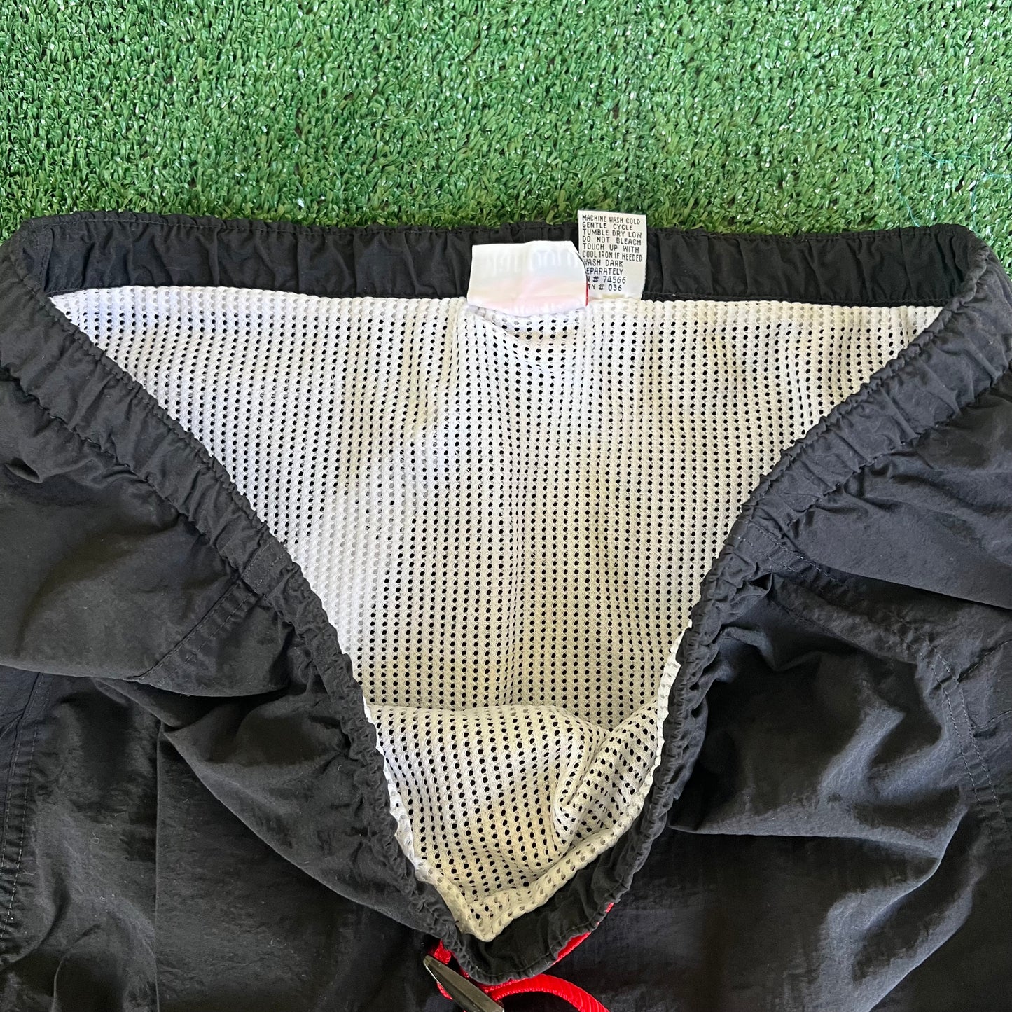 90s Marlboro Adventure Team Board Shorts Black Lined Swim Trunks - Large