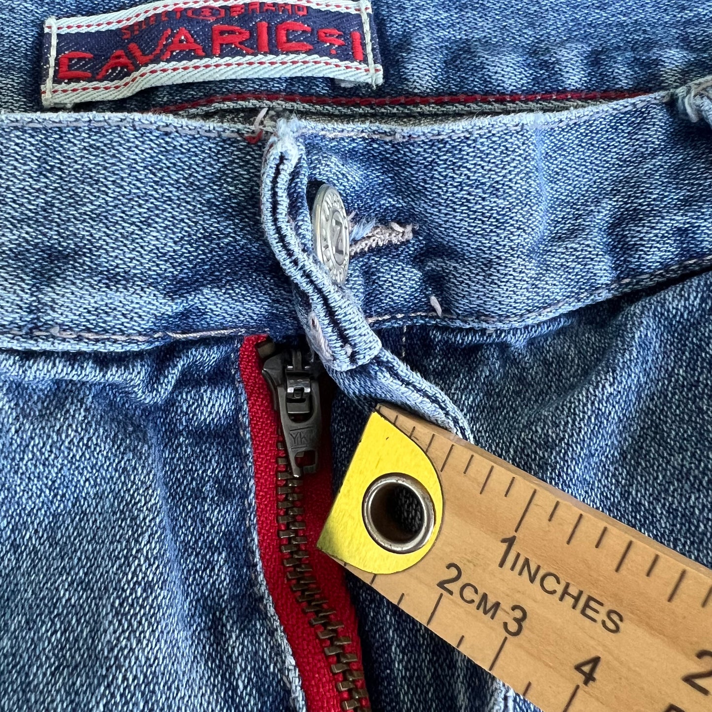 90s Cavaricci Baggy Wide-Leg Distressed Blue Jeans - 35x31" 21.5" Openings