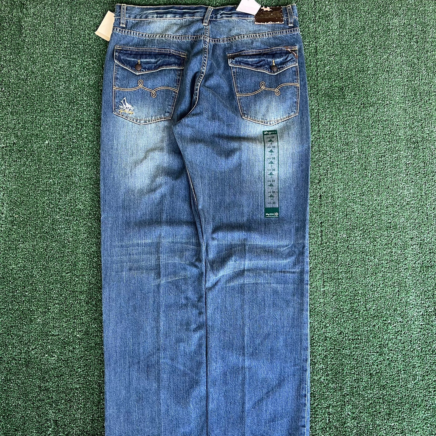 NWT Y2K LRG Baggy Flap Pocket Blue Jeans - 39x33.25" 19" Openings
