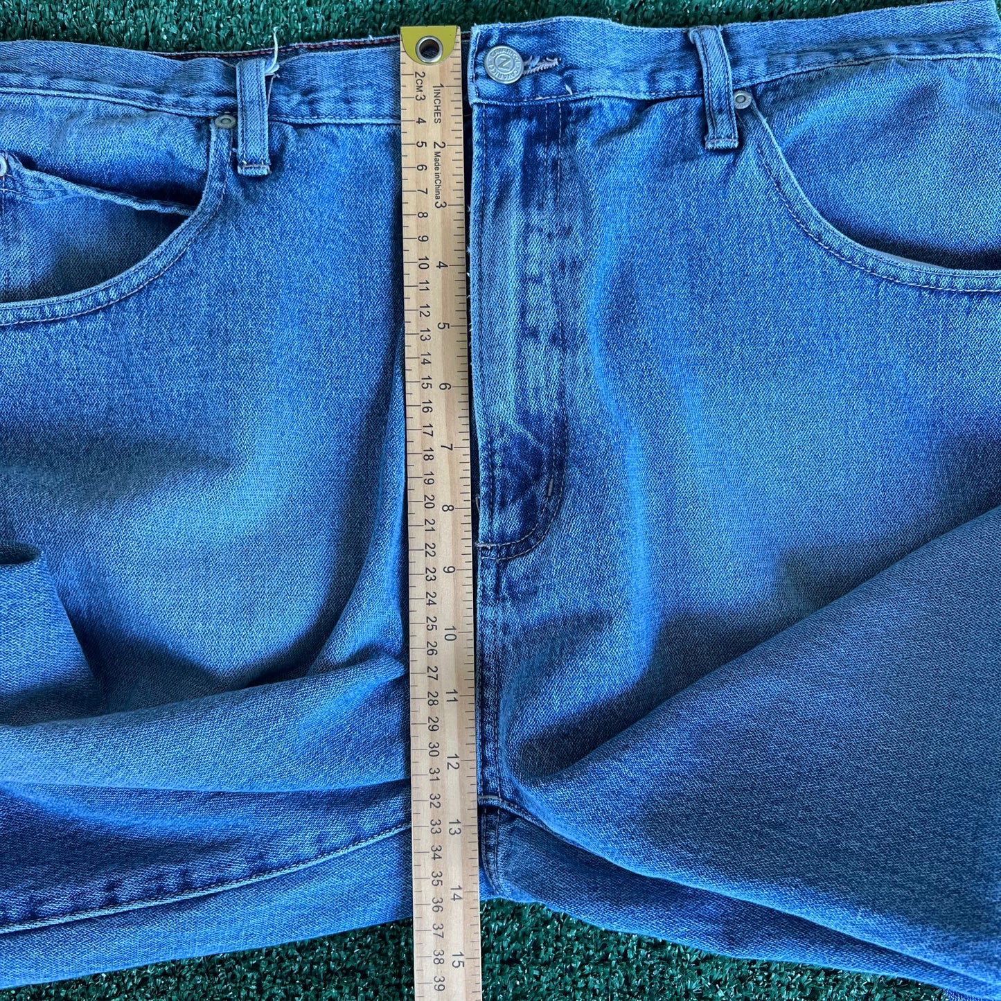 90s Cavaricci Baggy Wide-Leg Distressed Blue Jeans - 35x31" 21.5" Openings