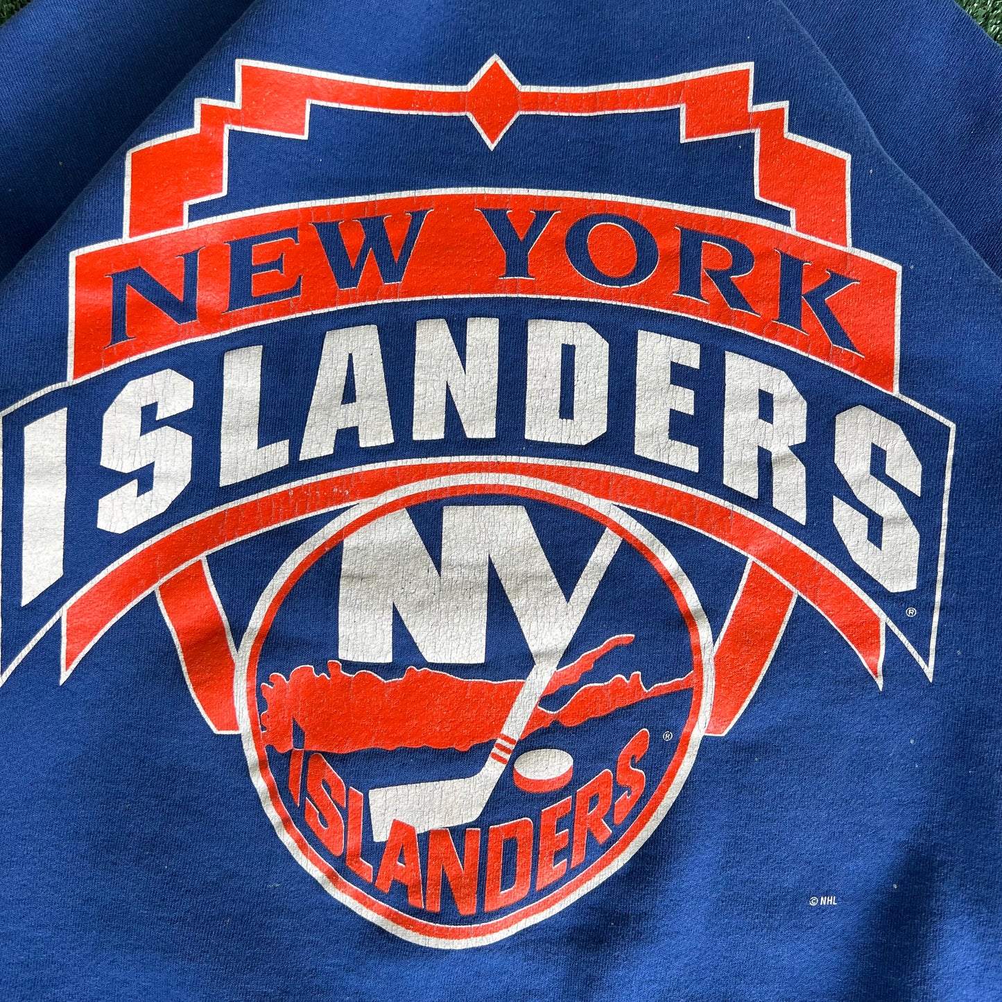80s NHL New York Islanders Blue Paint Splatter Sweatshirt - Large
