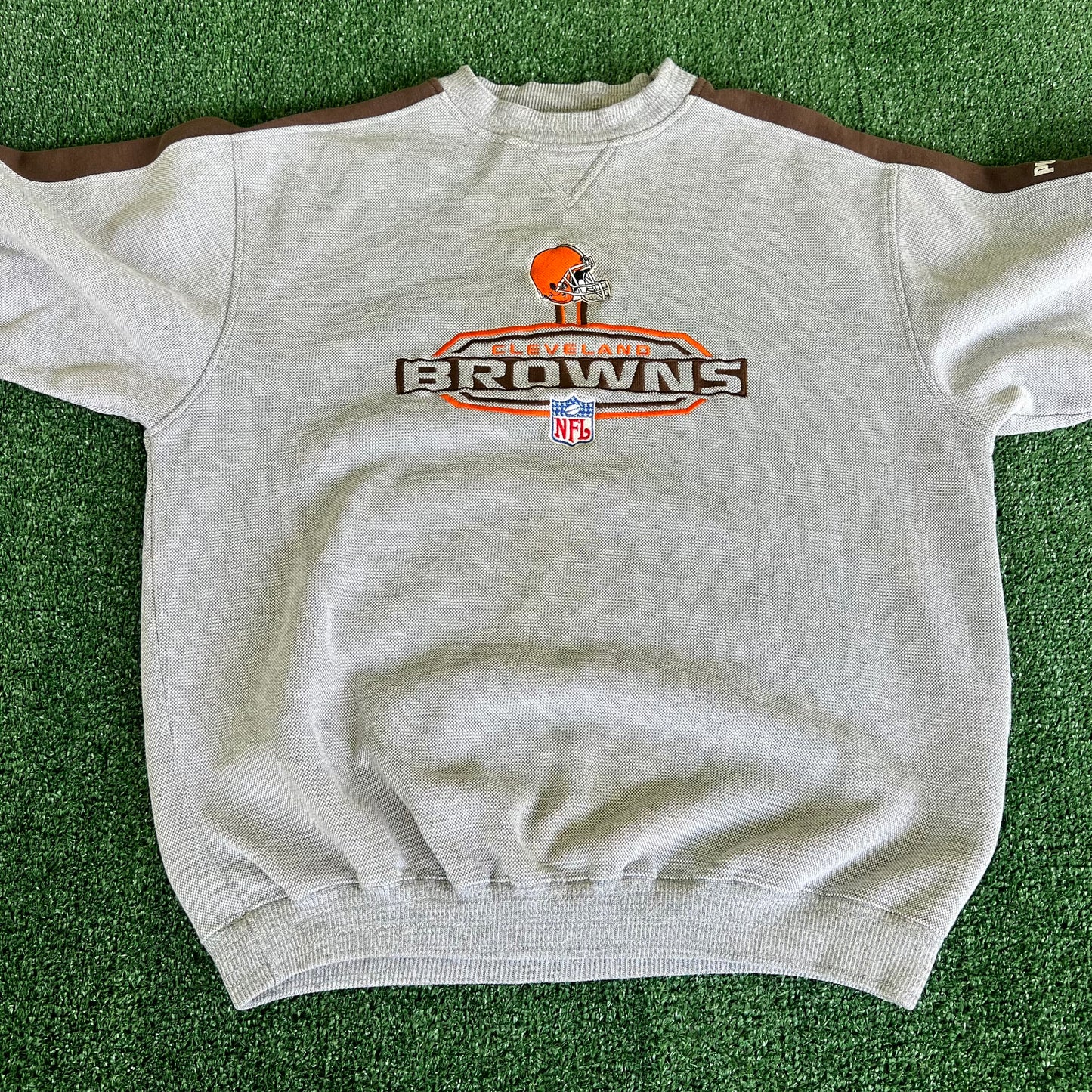 90s Puma NFL Cleveland Browns Gray Striped Sweatshirt - Large