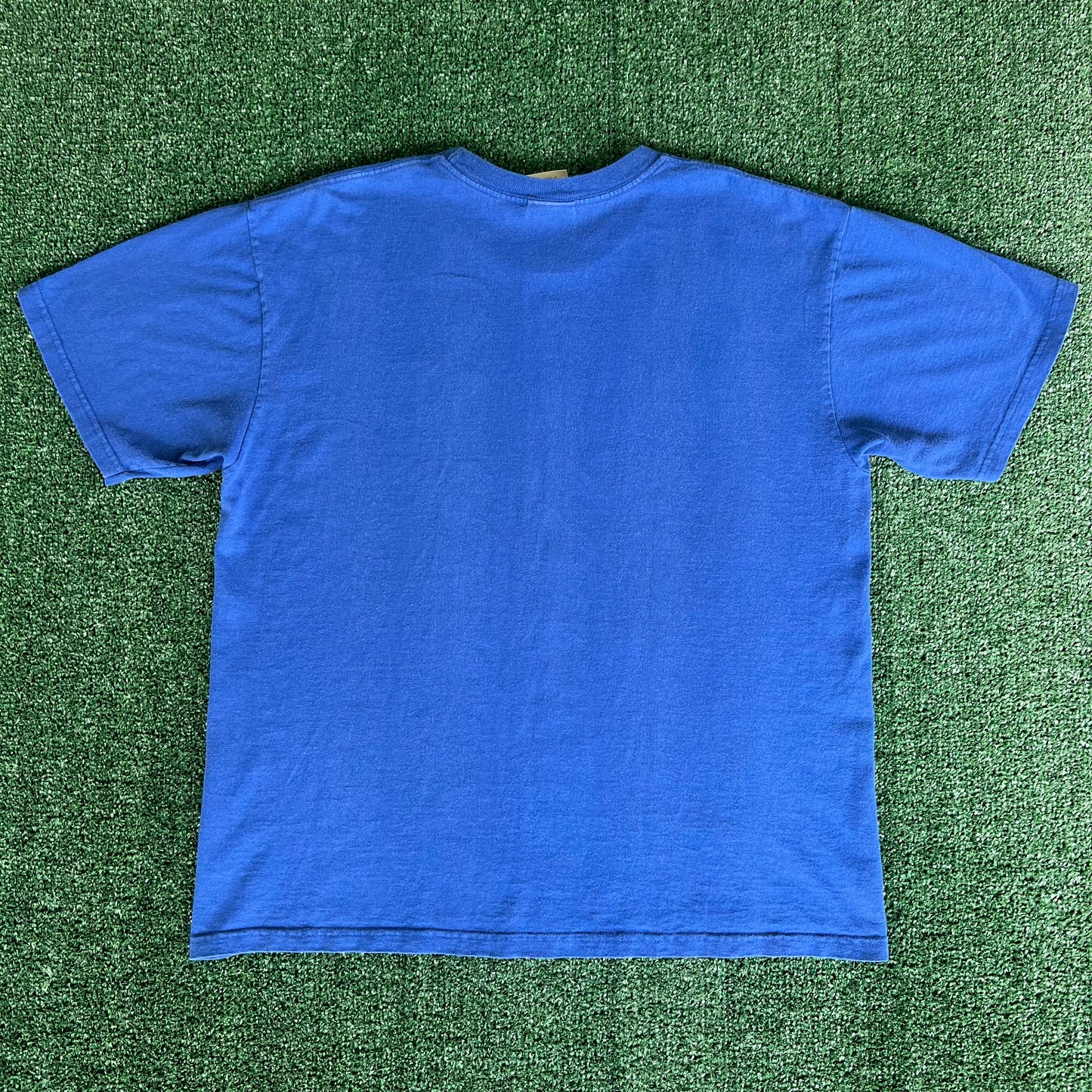 Y2K Nike Silver Tag Mini Logo Essential Blue T-Shirt - Large