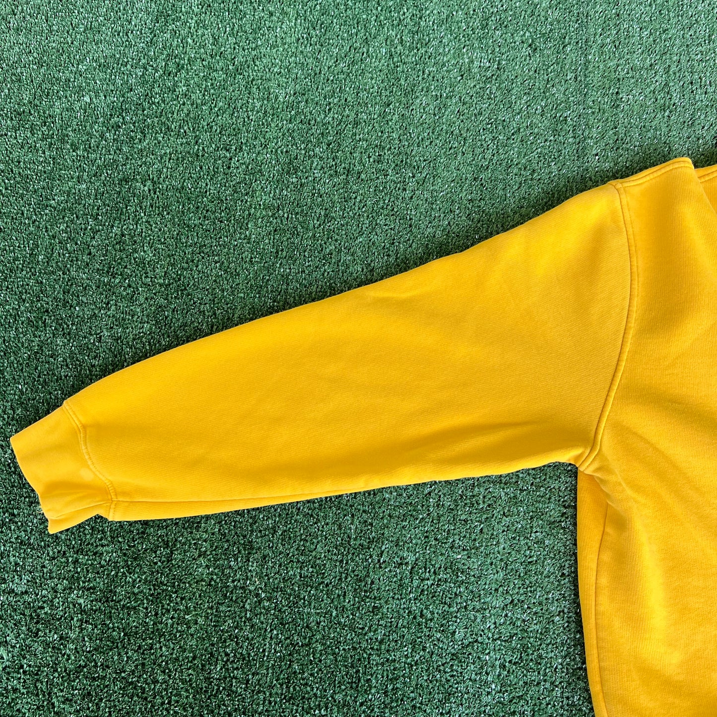 Y2K Nike Yellow Mini Swoosh Distressed Sweatshirt - XL