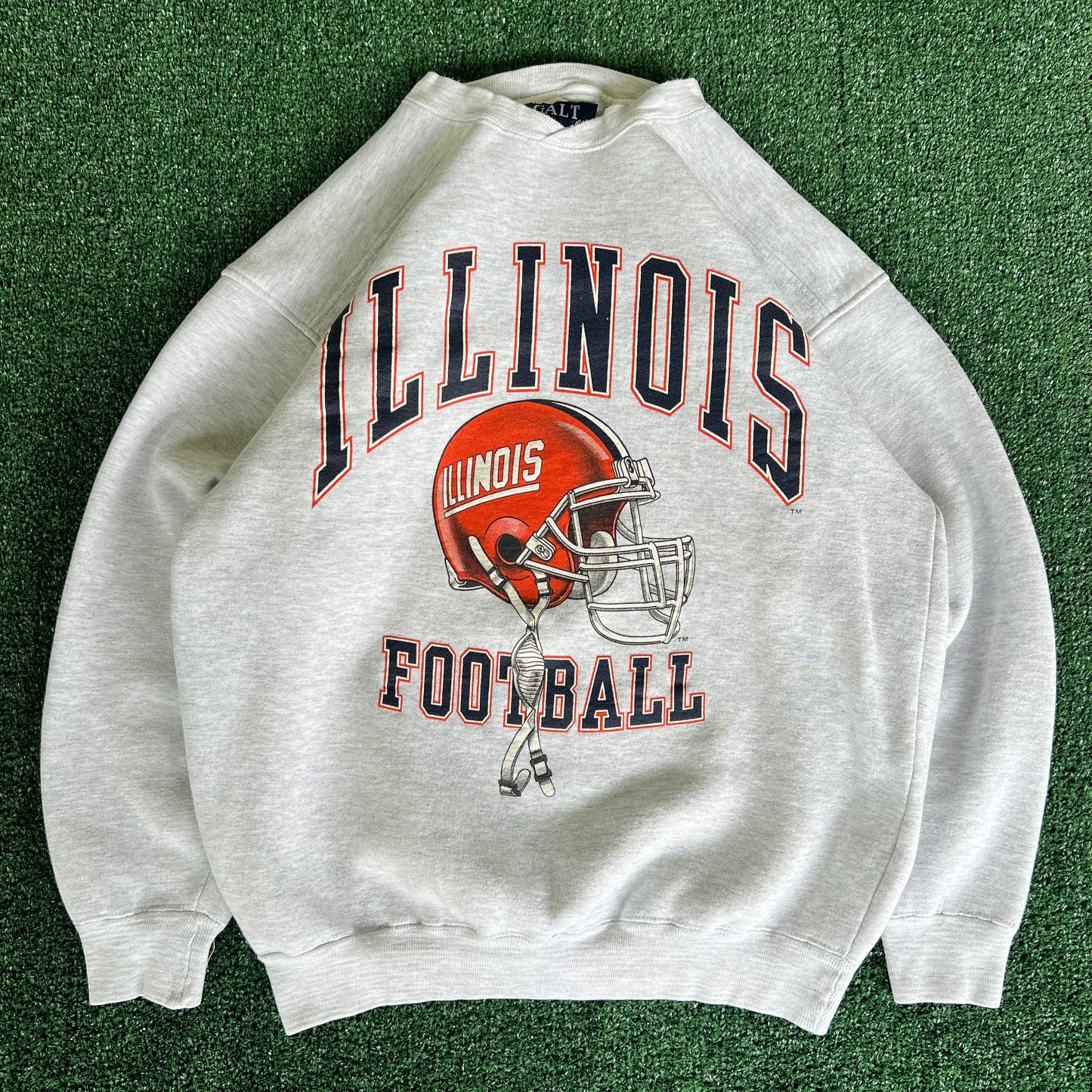 90s Galt University of Illinois Fighting Illini Football Gray Sweatshirt - Medium