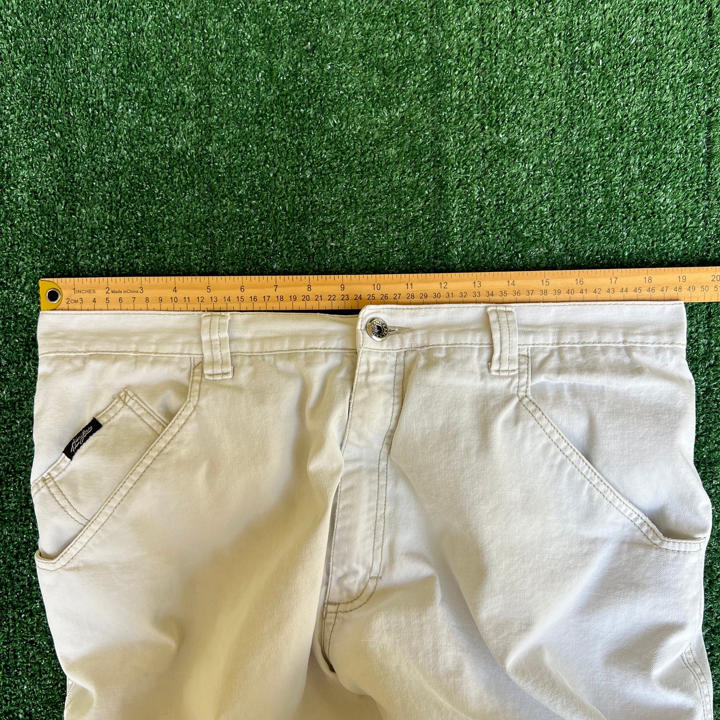 VTG 90s Y2K Men Karl Kani Wide-Leg Baggy White Jeans - 38x27" 20" Opens JNCO Style