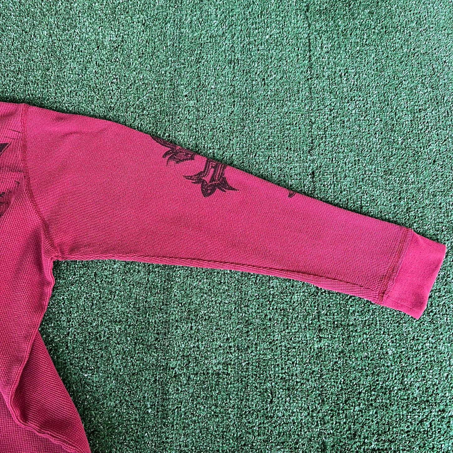 Y2K MMA Elite Cross Tribal Dark Red Thermal Long Sleeve T-Shirt - XL