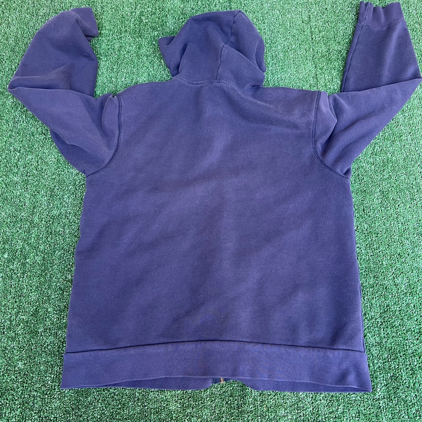 Vintage Y2K Men's The North Face Navy Blue Plaid Flannel Lined Zip Hoodie - Large
