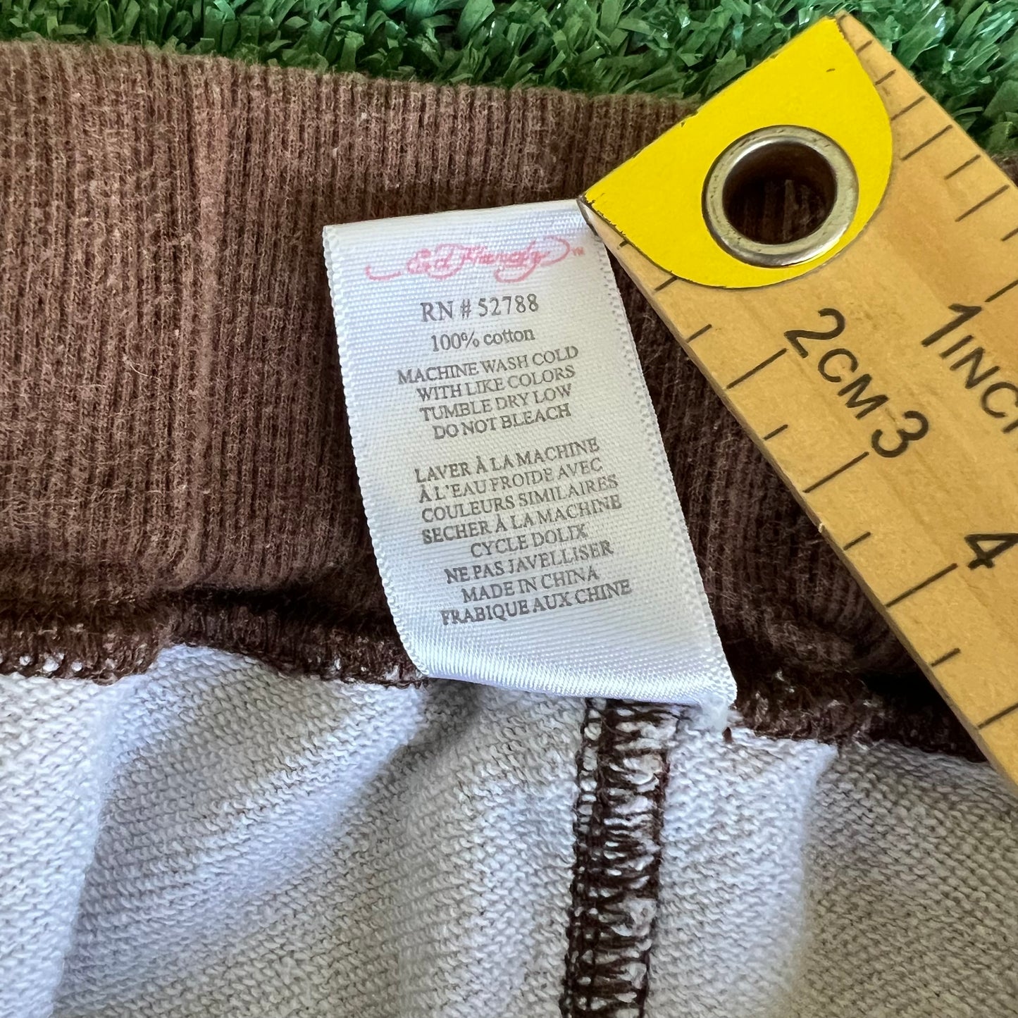 Y2K Ed Hardy Skull Faded Brown Baggy Wide-Leg Sweatpants - Large 31x28.5" 21.5" Openings