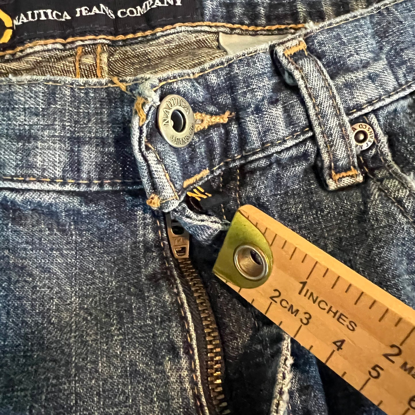 Y2K Nautica Baggy Wide-Leg Medium Wash Blue Cutoff Jeans - 32x28" 20" Opening