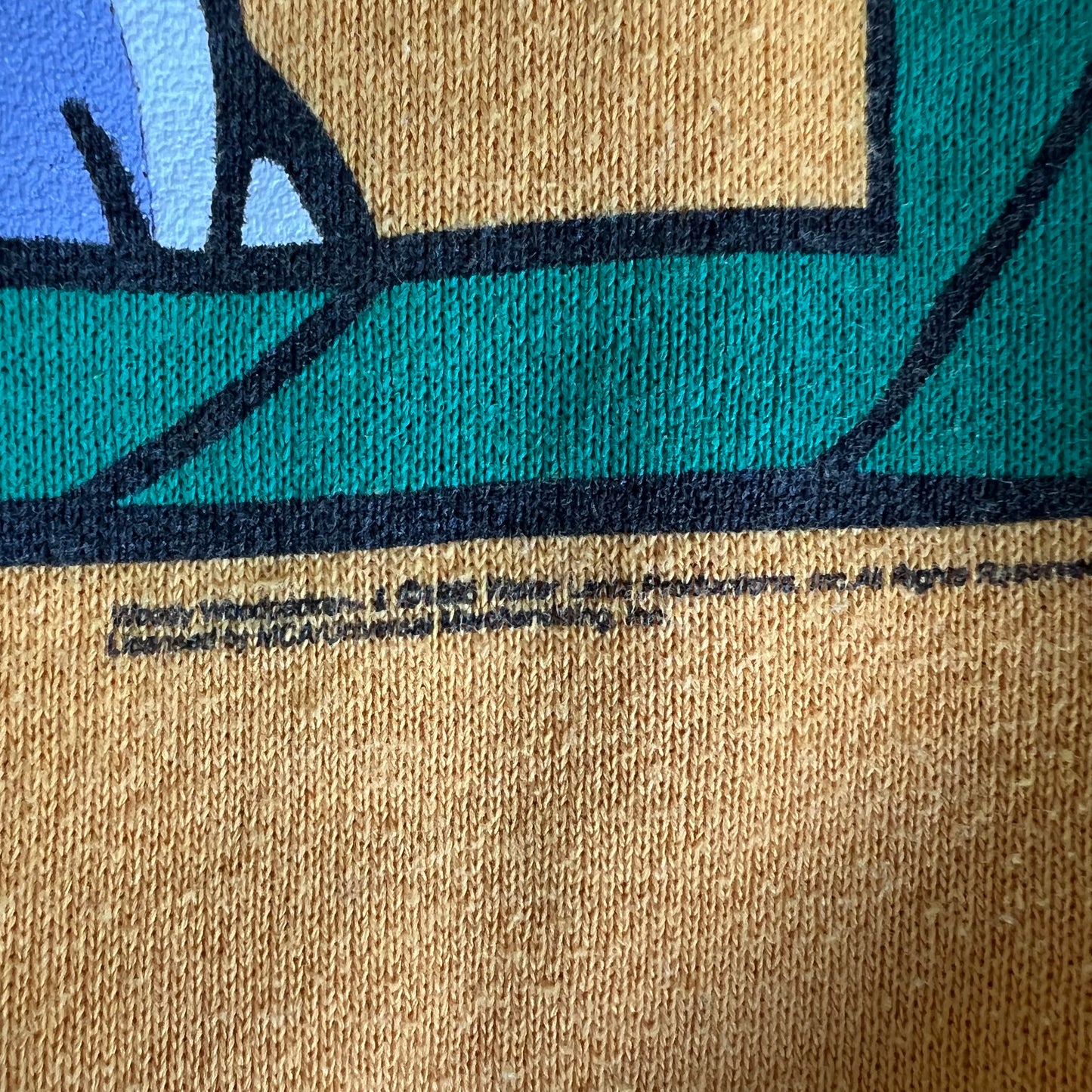 90s Universal Studios Woody Woodpecker Cartoon Face Yellow Sweatshirt - Large